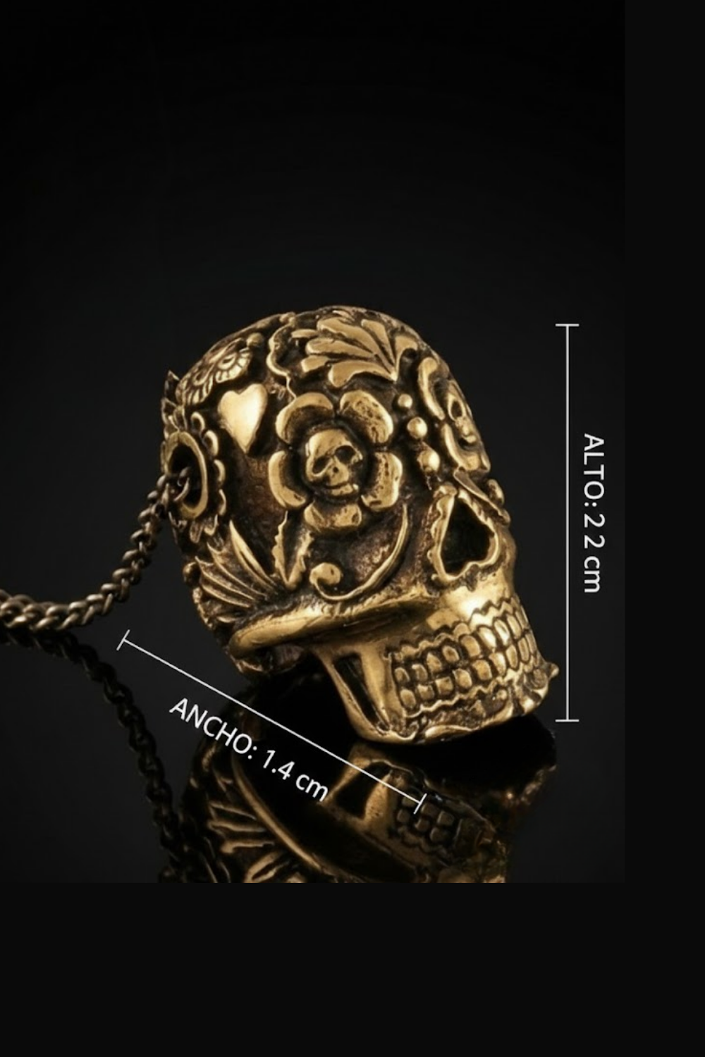 Large Day of the Dead Skull Necklace – Symbolic Bronze & Silver-Plated Finish | Limited Edition