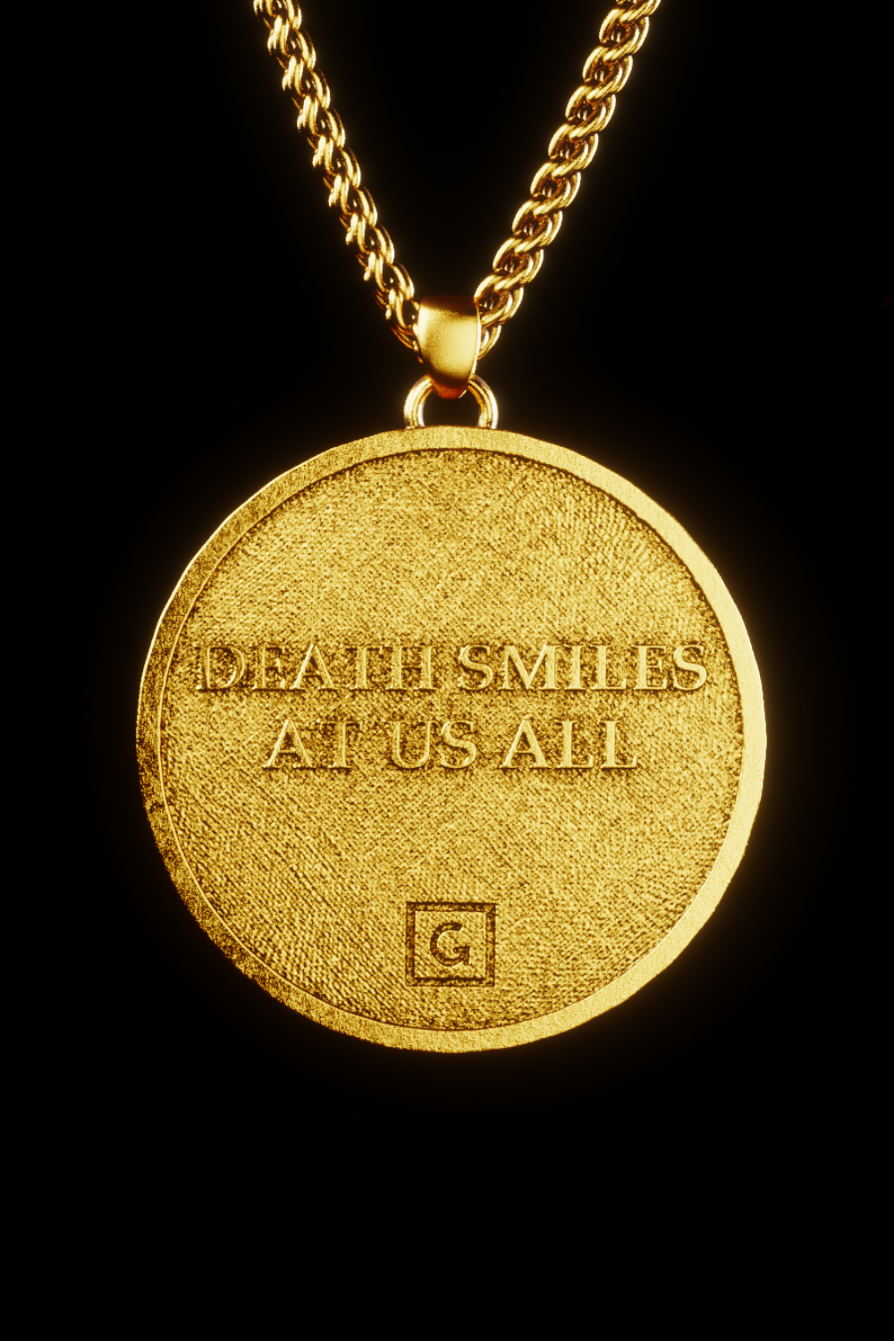 Collar pequeño Memento Mori en oro de 18 quilates: colgante estoico hecho a mano que representa sabiduría y fuerza.