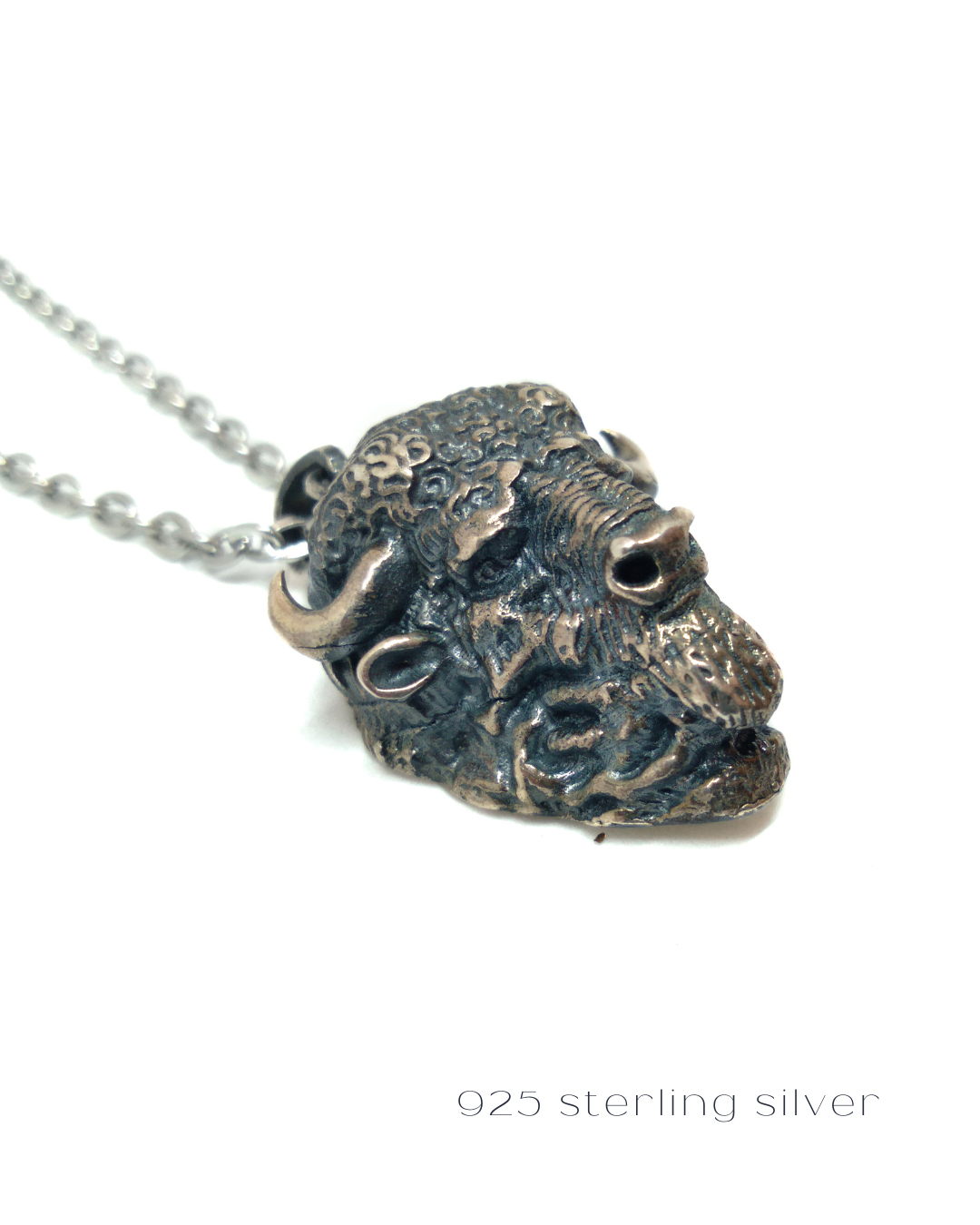 Collar de búfalo en baño de oro de 24 quilates, Plata de Ley 925, Bronce, Bronce oxidado, cobre, para hombre y mujer