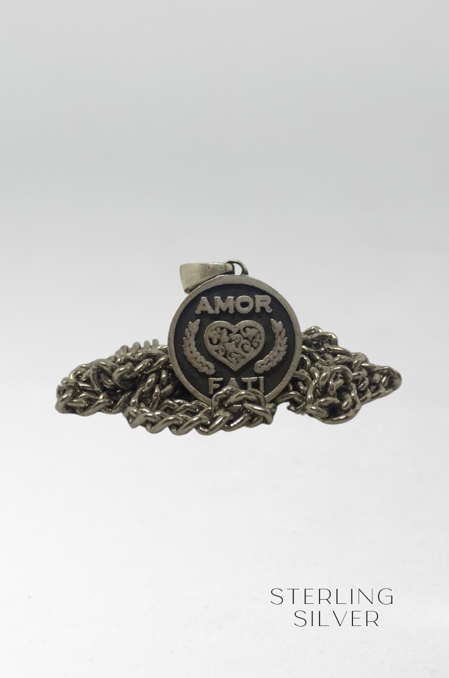 Collar Amor Fati, collar personalizable, bronce, plata esterlina, plateado de oro de 24 km, amor por el collar del destino, tamaño pequeño