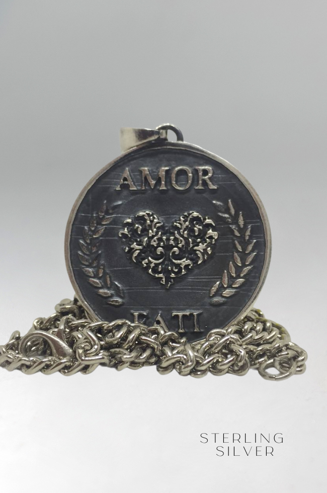 Collar Amor Fati, collar personalizable, bronce, plata esterlina, collar de oro de 24 km, collar delicado, gran tamaño