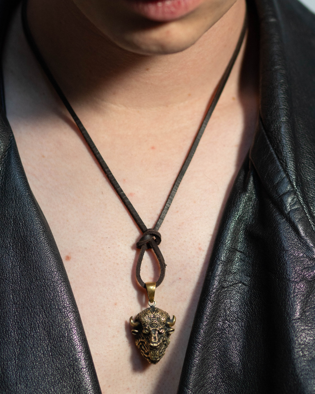 Collar de búfalo en baño de oro de 24 quilates, Plata de Ley 925, Bronce, Bronce oxidado, cobre, para hombre y mujer