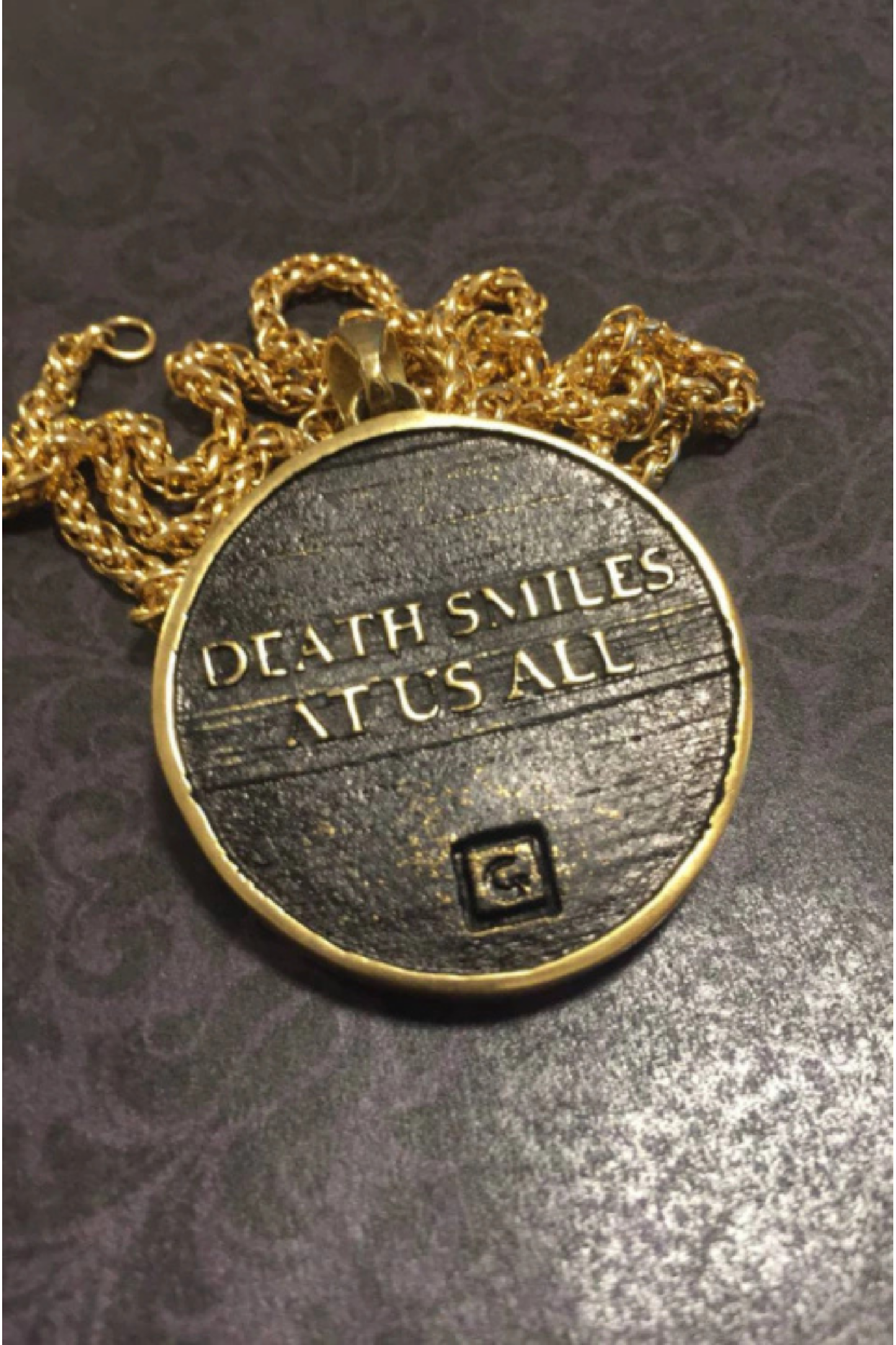 Memento Mori Small Pendant Necklace – Handmade Stoic Jewelry in Sterling Silver, Bronze, Copper & 24K Gold Plated