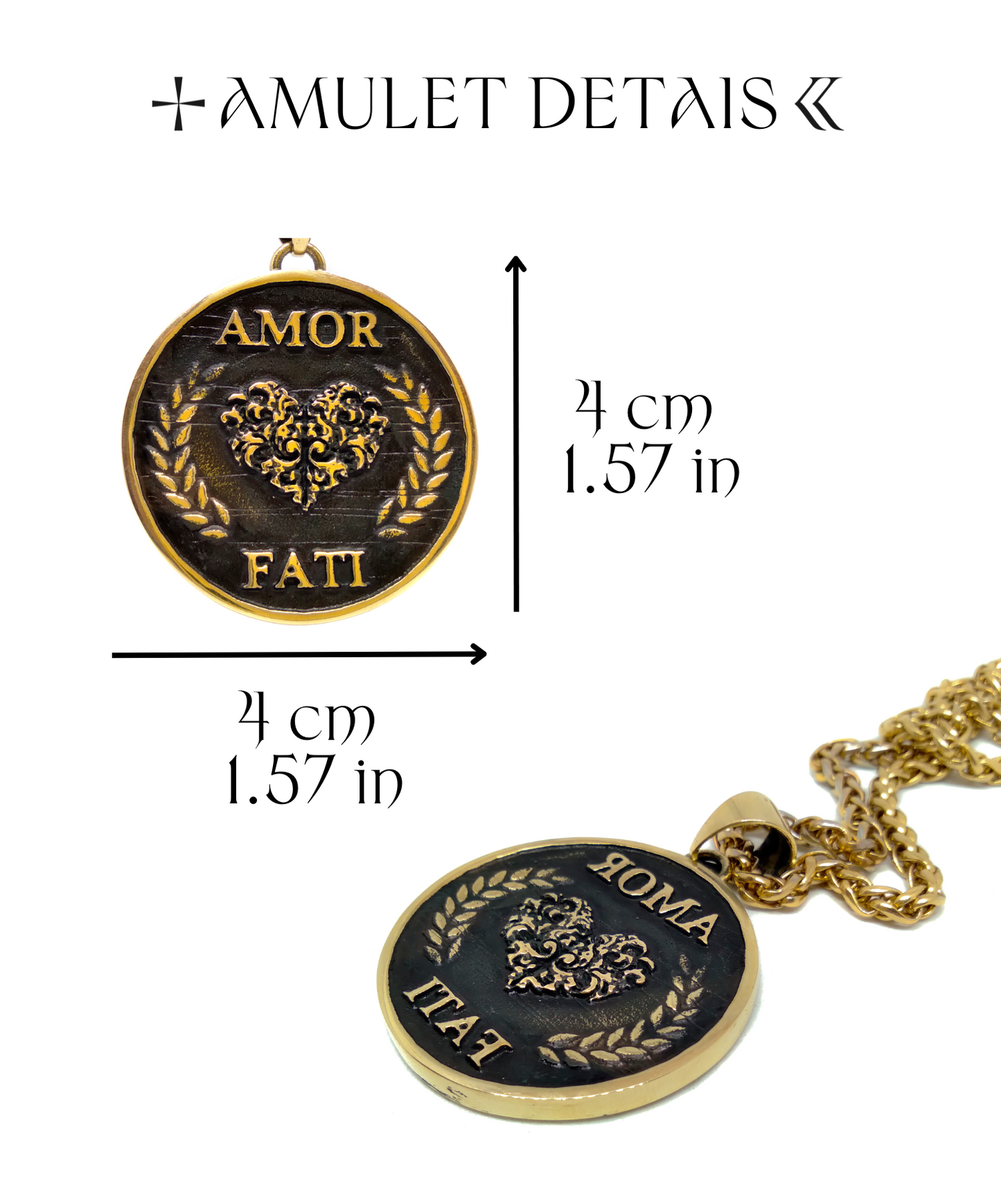 Collar Amor Fati, collar personalizable, bronce, plata esterlina, collar de oro de 24 km, collar delicado, gran tamaño