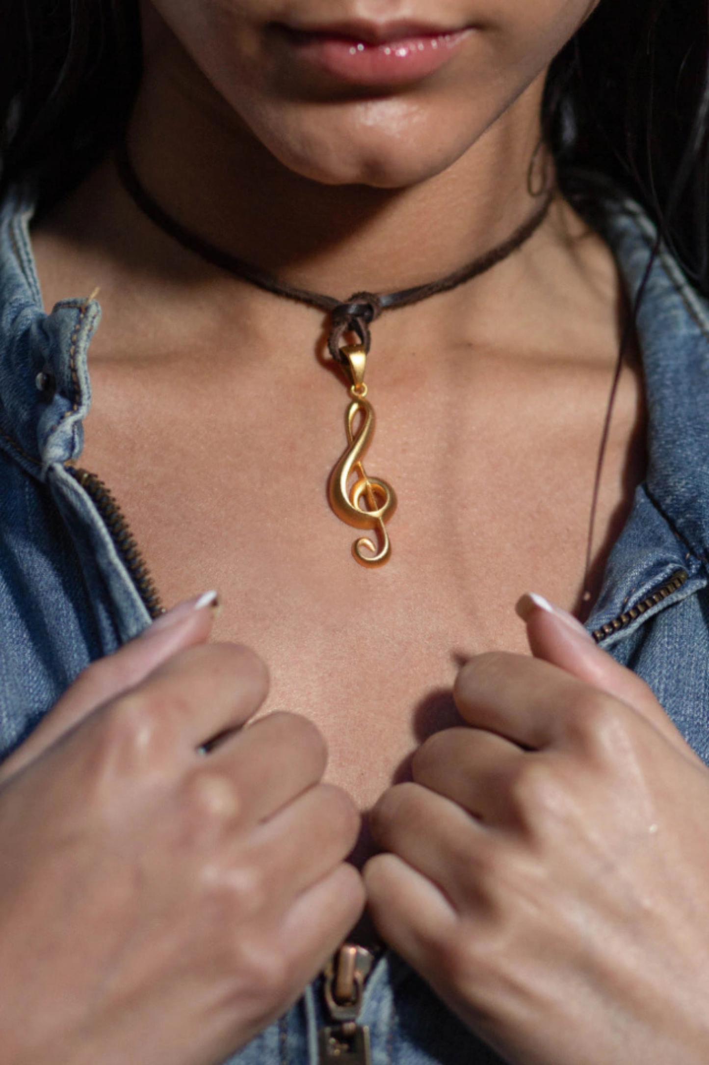 Collar de clave de sol: colgante musical hecho a mano en oro de 24 quilates, plata de ley, cobre y bronce | Regalo único para amantes de la música