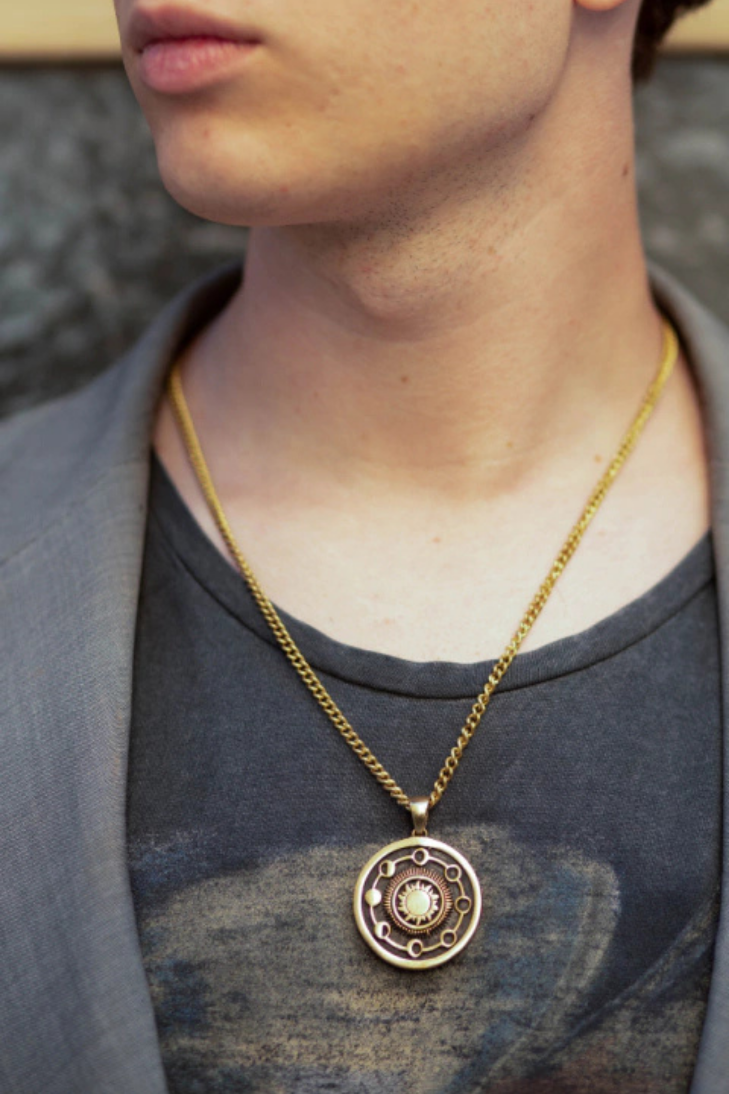 Moon Phases Necklace 18K Gold – Handmade Lunar Pendant | Symbolic Jewelry of Cycles, Intuition & Energy, Unisex Gift