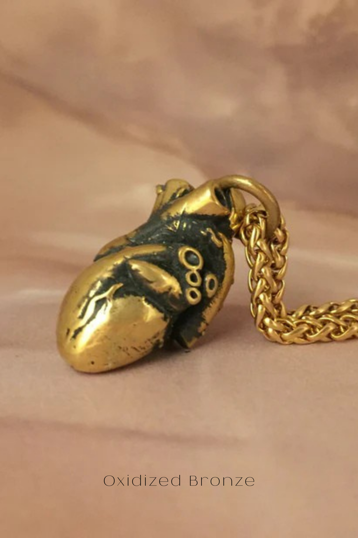 Anatomical Heart Necklace – Handmade Pendant in Sterling Silver, Bronze or 24k Gold Plated