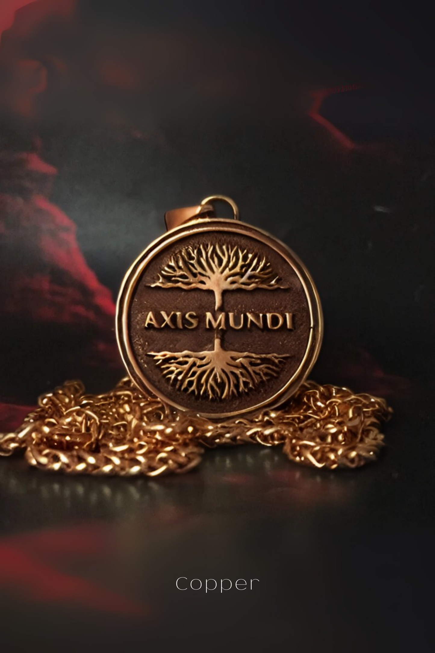 Axis Mundi Necklace – Handmade Pendant in Bronze, Copper & 24k Gold Plated | Symbolic Jewelry of Balance & Spiritual Connection