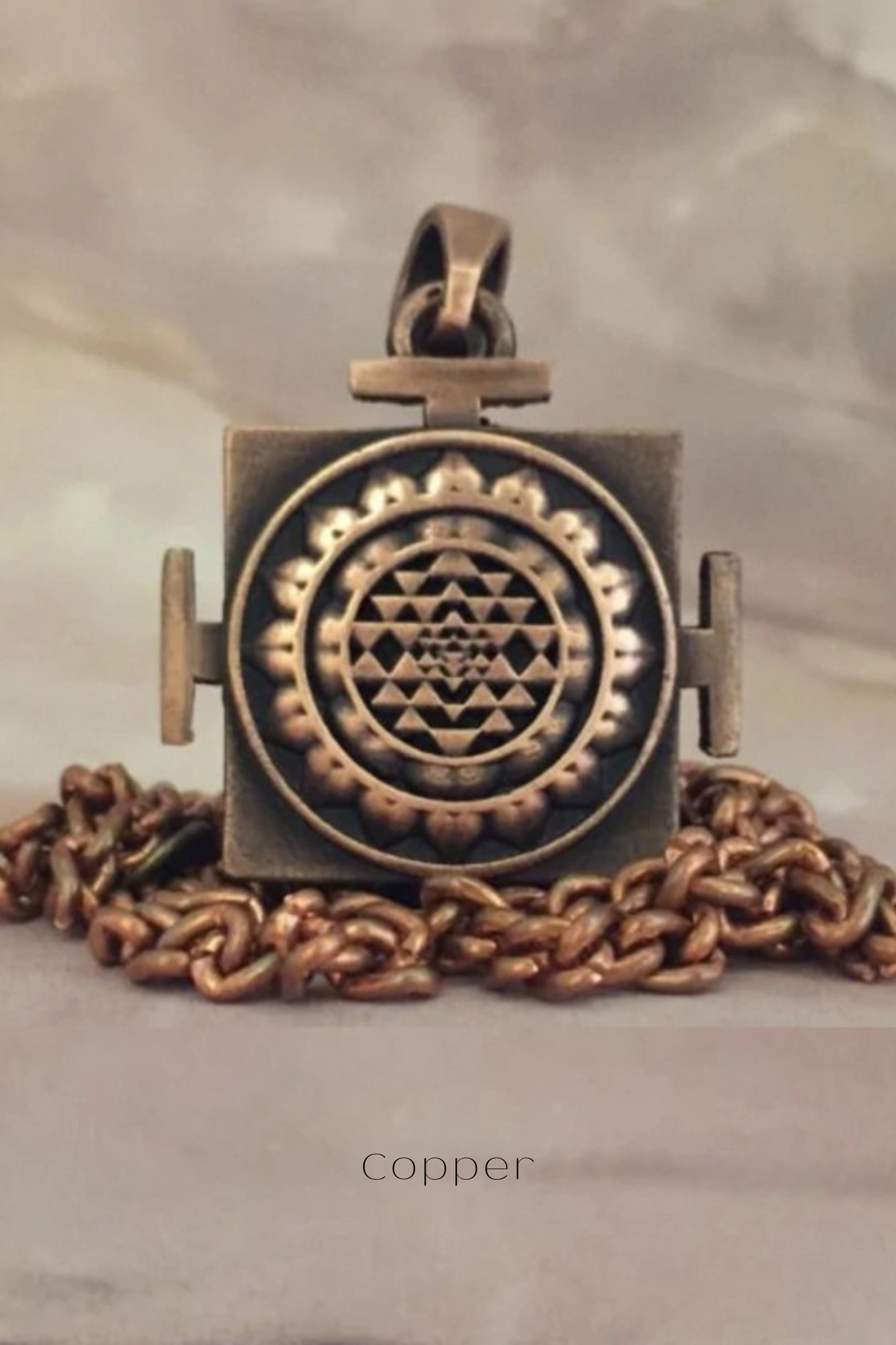 Square Sri Yantra Necklace – Sacred Geometry Handmade Pendant