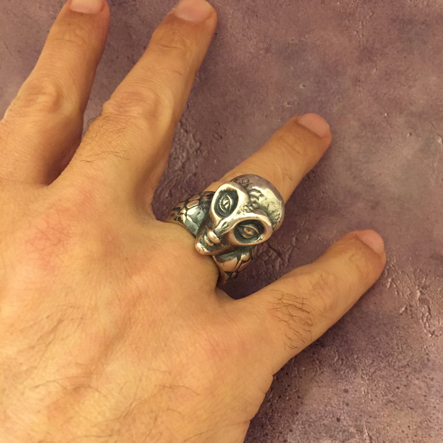 Anillo alienígena, anillo personalizable, bronce, plata esterlina, 24k dorado chapado, anillo ovni, anillo espacial