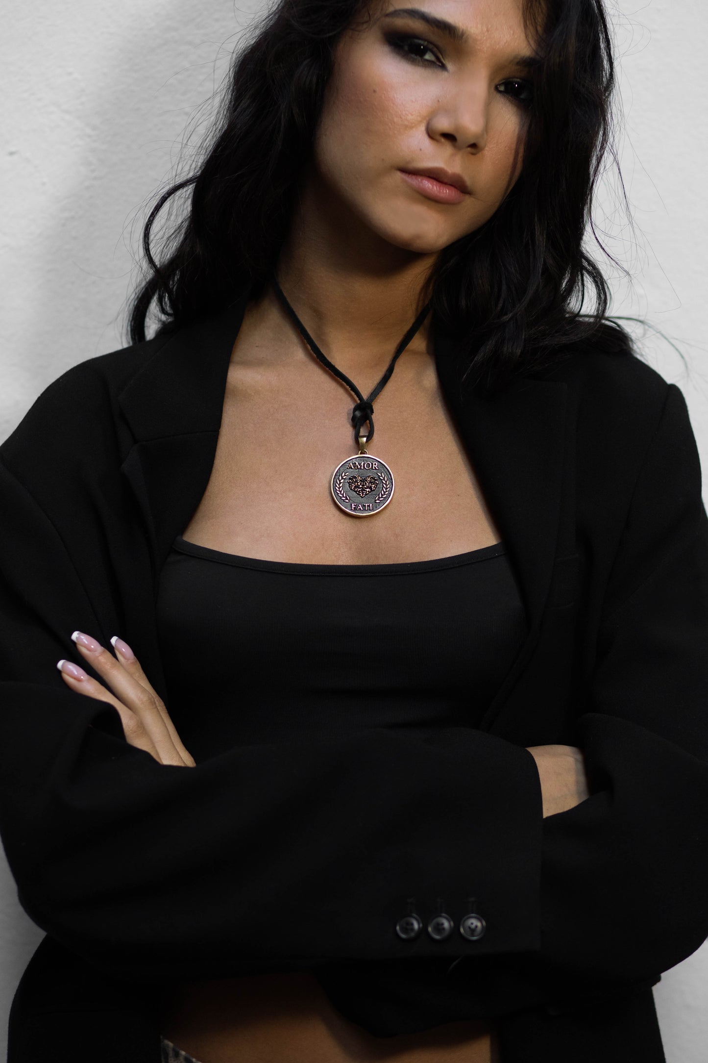 Collar Amor Fati, collar personalizable, bronce, plata esterlina, collar de oro de 24 km, collar delicado, gran tamaño