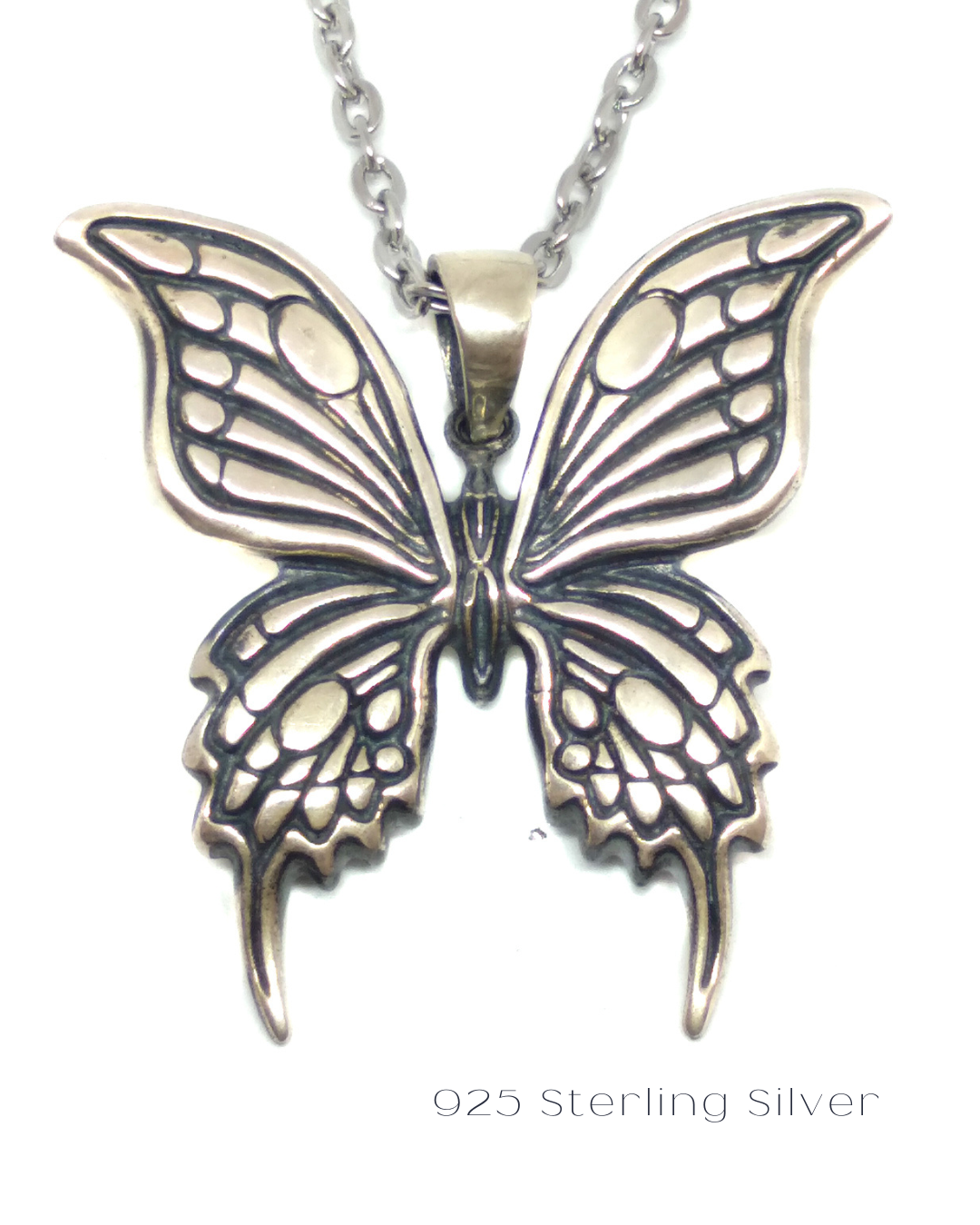 Collar mariposa en baño de oro de 24k, bronce, plata de ley 925, para hombre y mujer