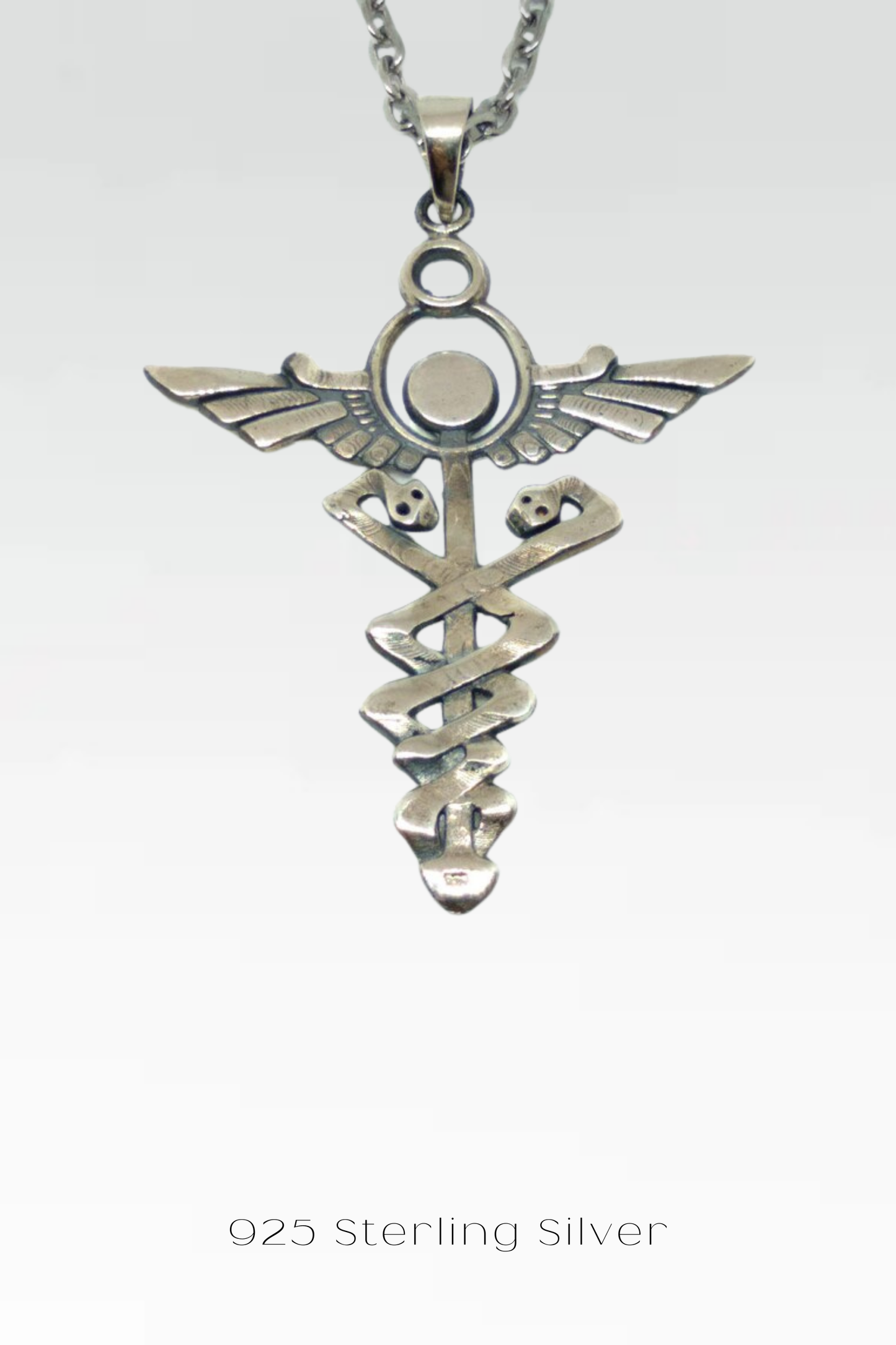 Collar de Caduceo – Colgante hecho a mano en bronce, plata de ley y baño de oro de 24 quilates | Joyería unisex simbólica de equilibrio y sanación
