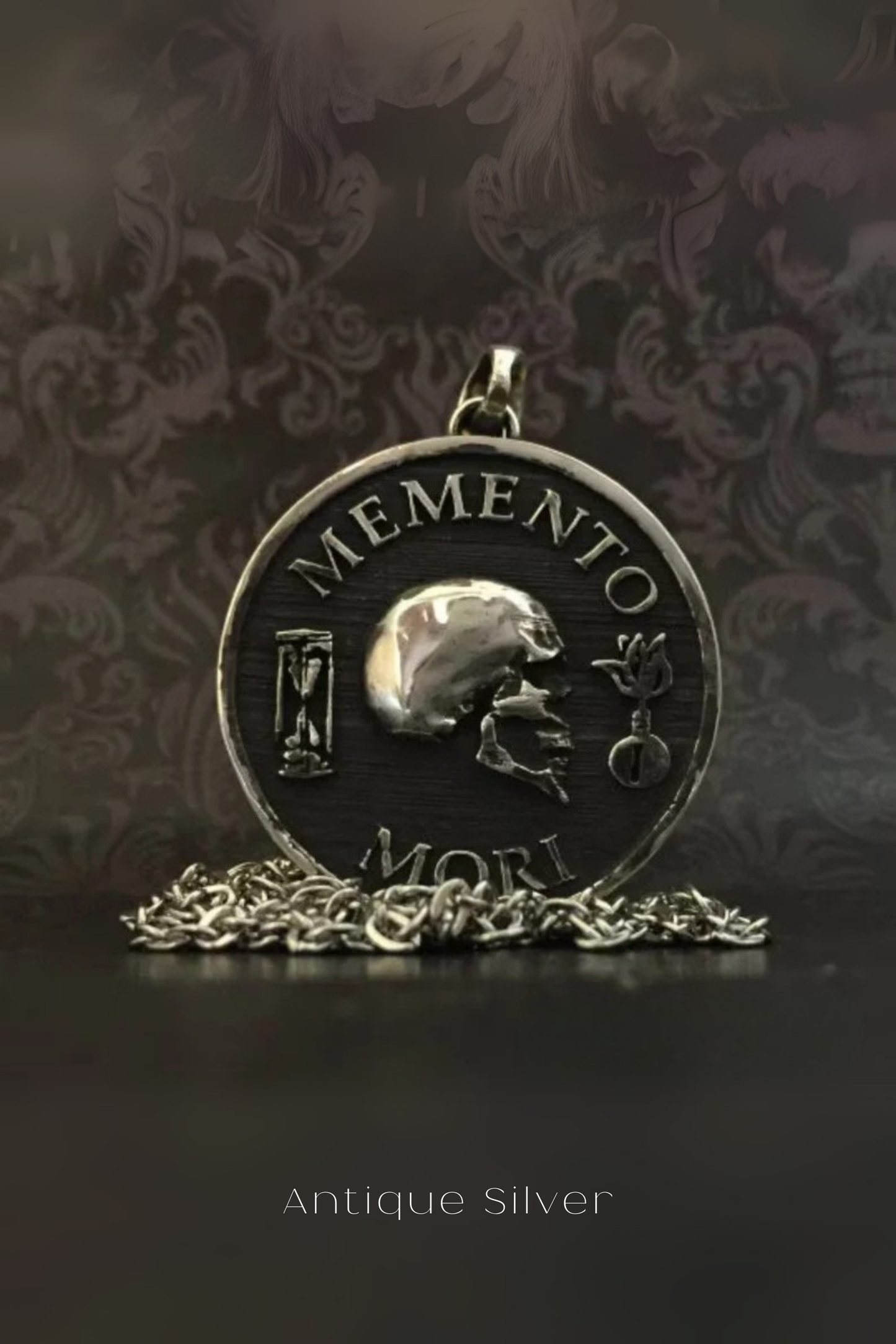 Collar Memento Mori, collar personalizable, bronce, plata esterlina, collar de oro de 24 km, collar pequeño