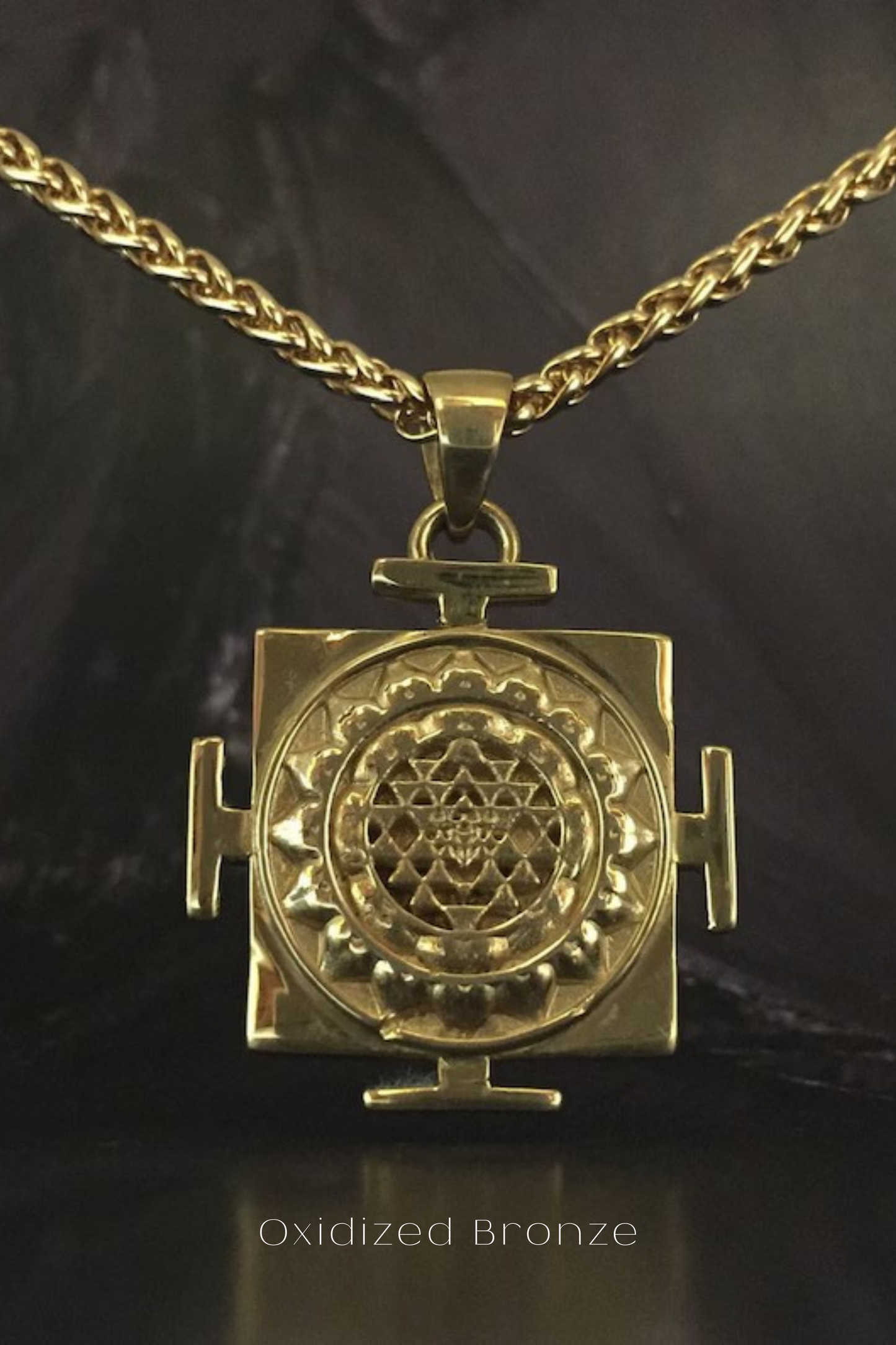 Square Sri Yantra Necklace – Sacred Geometry Handmade Pendant