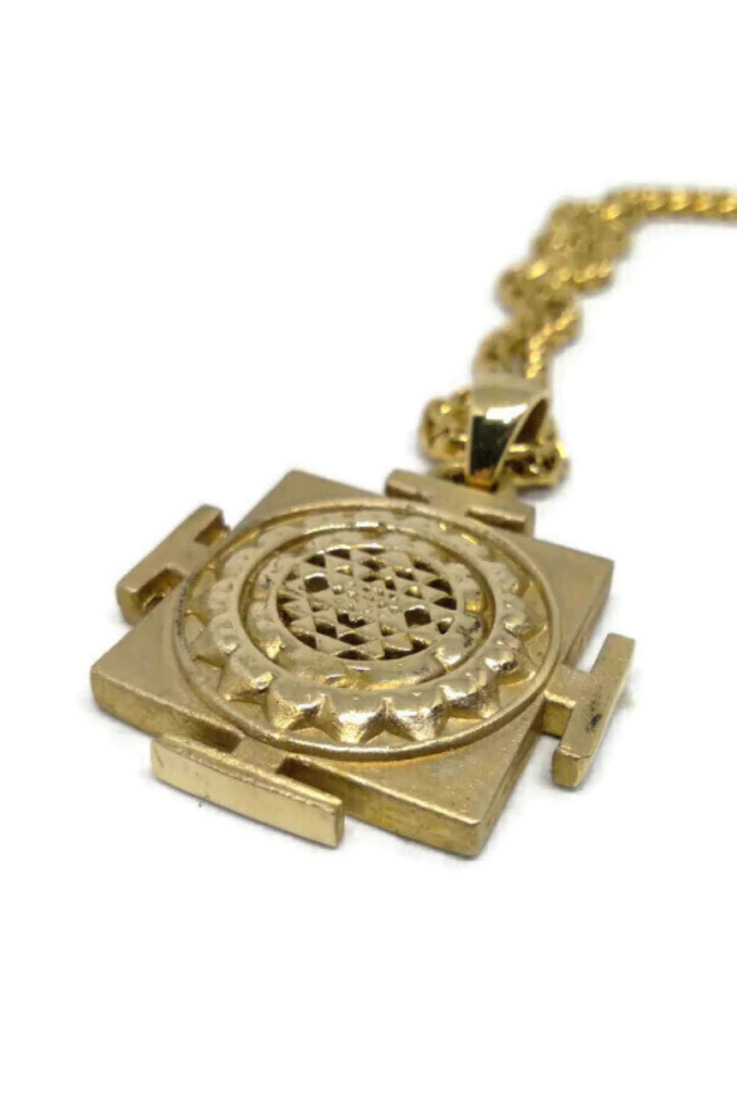 Square Sri Yantra Necklace – Sacred Geometry Handmade Pendant