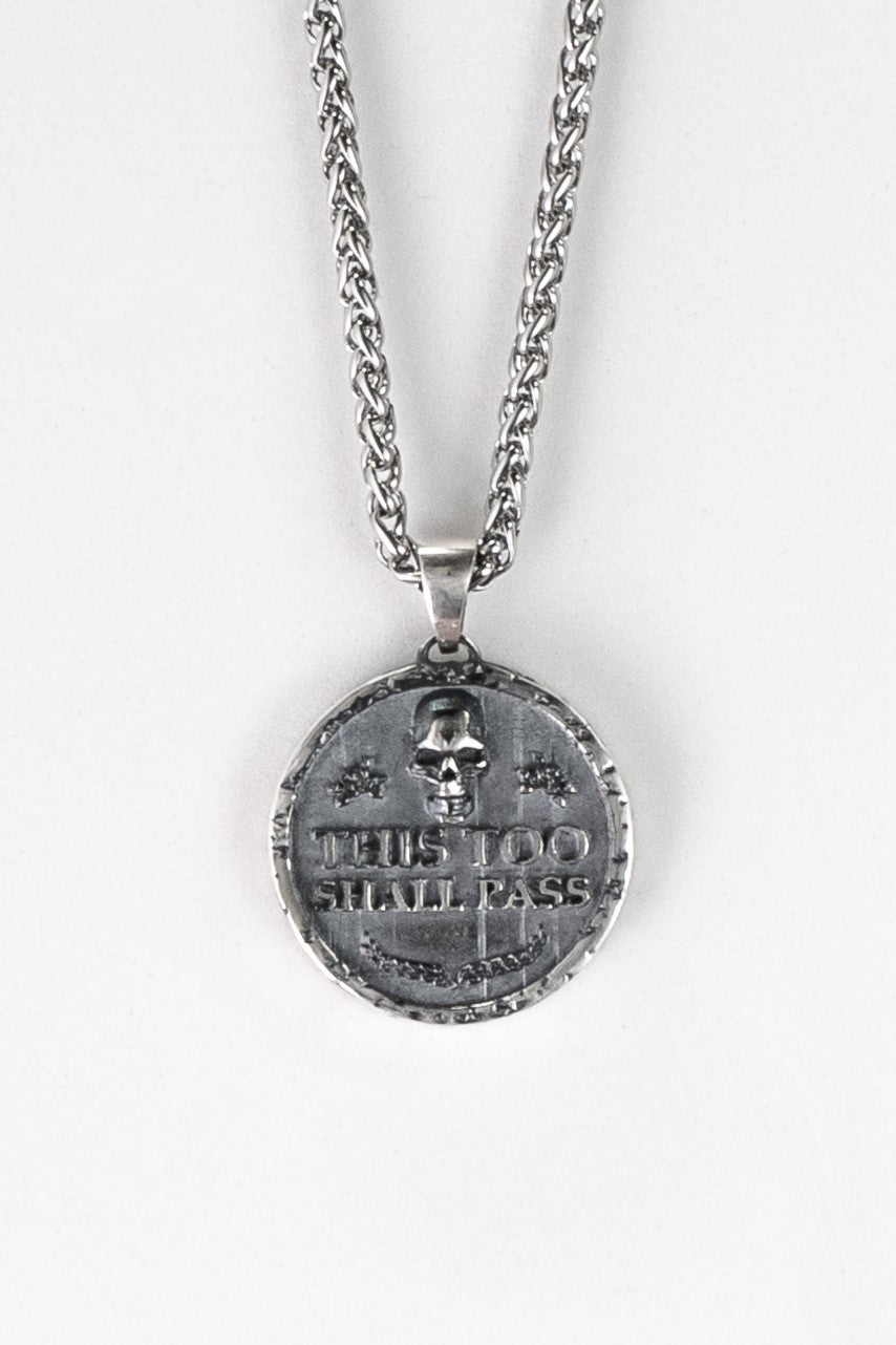Este también pasará, collar personalizable, bronce, plata esterlina, collar de oro de 24 km, colgante empoderador, colgante estoico