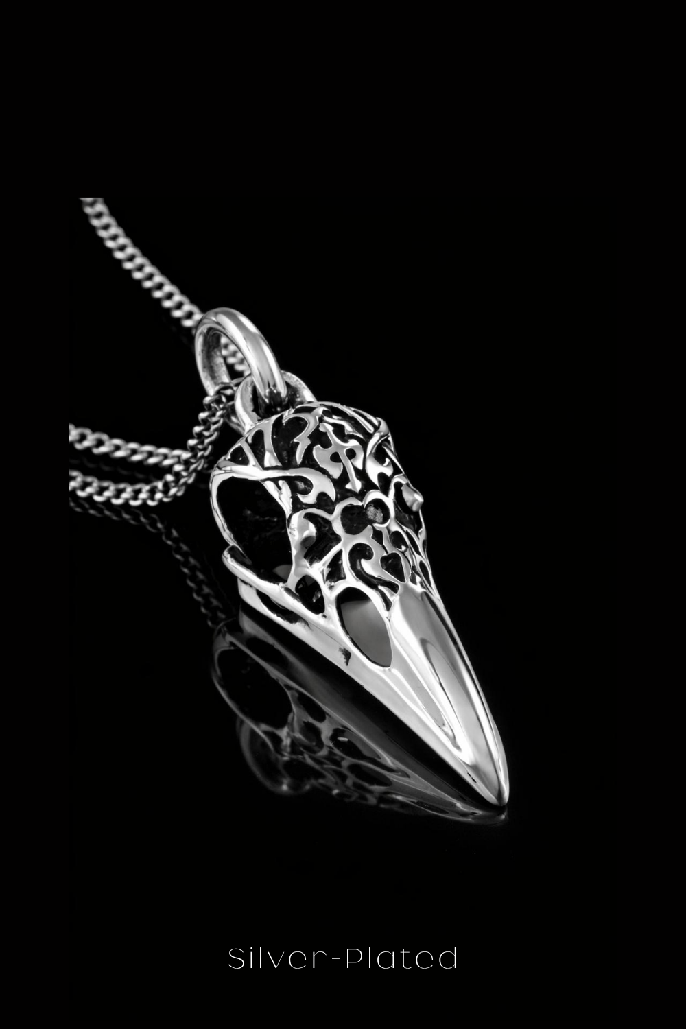 Raven Skull Necklace – Bronze & Silver-Plated Finish | Limited Edition