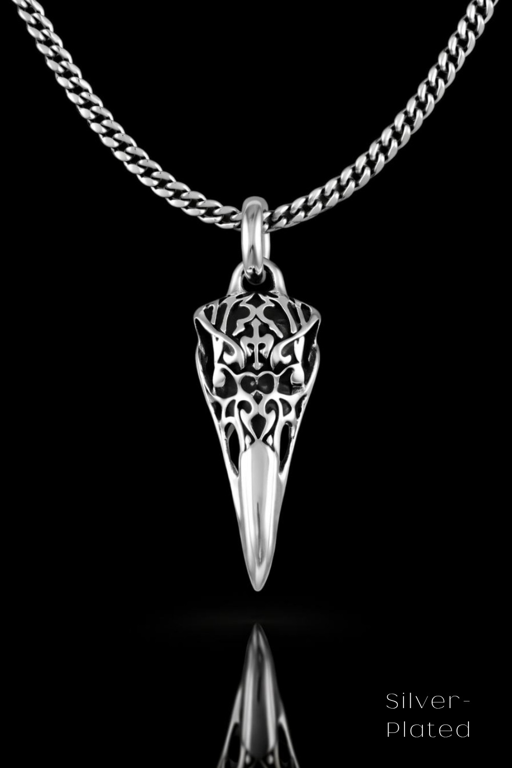 Raven Skull Necklace – Bronze & Silver-Plated Finish | Limited Edition