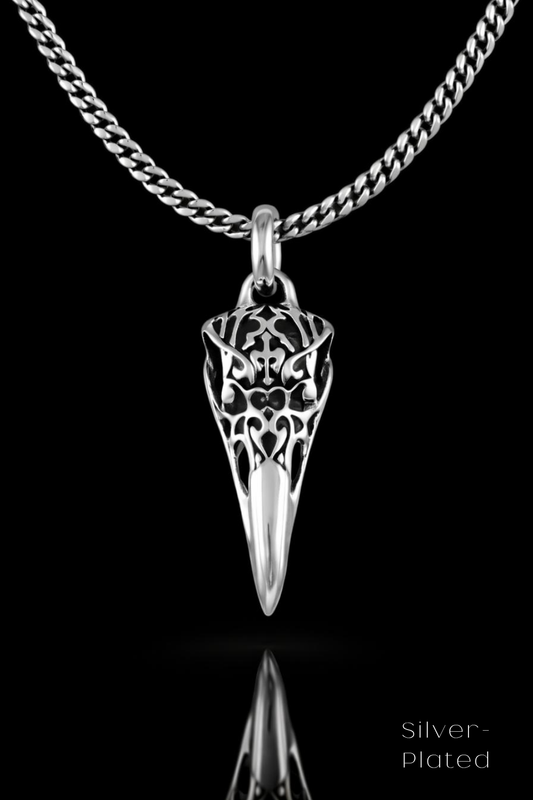 Raven Skull Necklace – Bronze & Silver-Plated Finish | Limited Edition