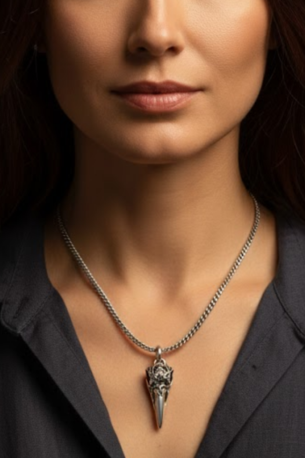 Raven Skull Necklace – Bronze & Silver-Plated Finish | Limited Edition