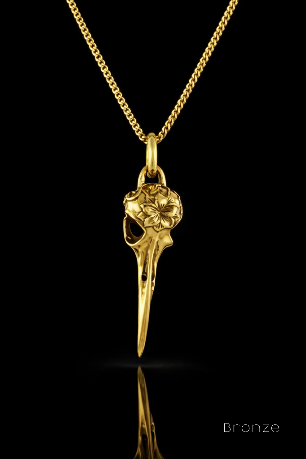 Hummingbird Skull Necklace – Bronze & Silver-Plated Finish | Limited Edition