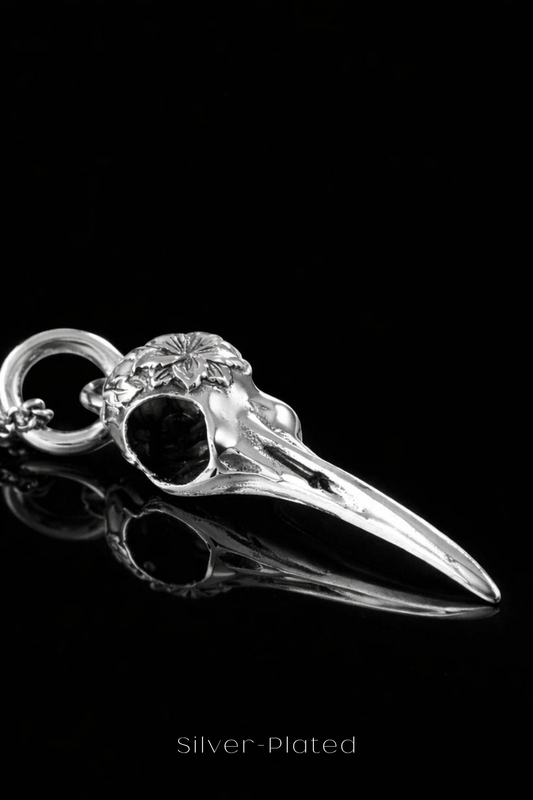 Hummingbird Skull Necklace – Bronze & Silver-Plated Finish | Limited Edition