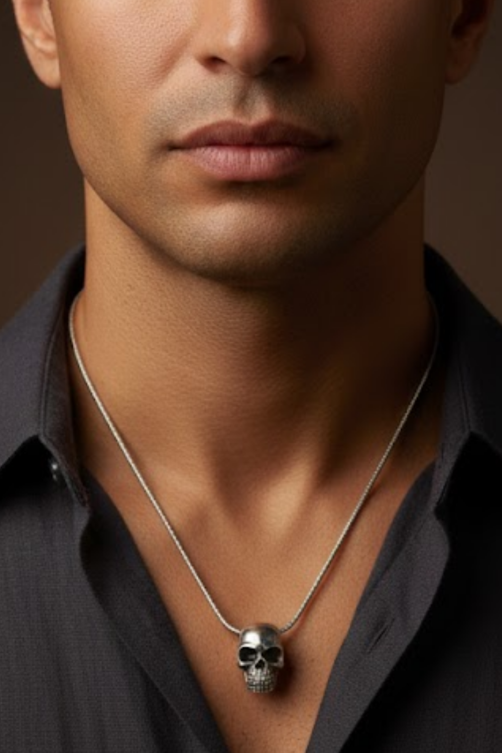 Human Skull Necklace – Bronze & Silver-Plated Finish | Limited Edition
