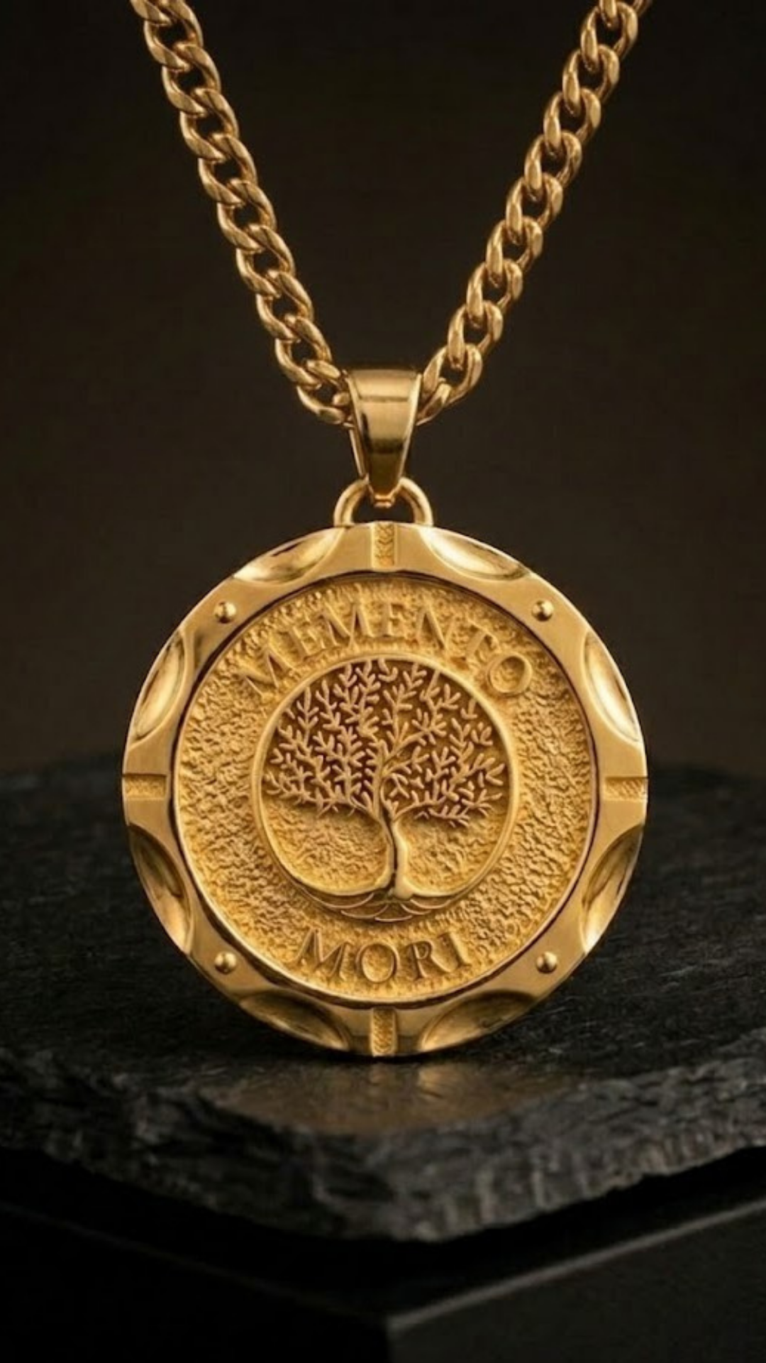Bodhi Tree of Life Memento Mori Necklace | Handmade in 18k Gold | Mindfulness Symbol Pendant