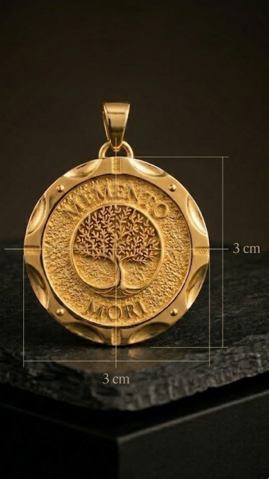 Bodhi Tree of Life Memento Mori Necklace | Handmade in 18k Gold | Mindfulness Symbol Pendant