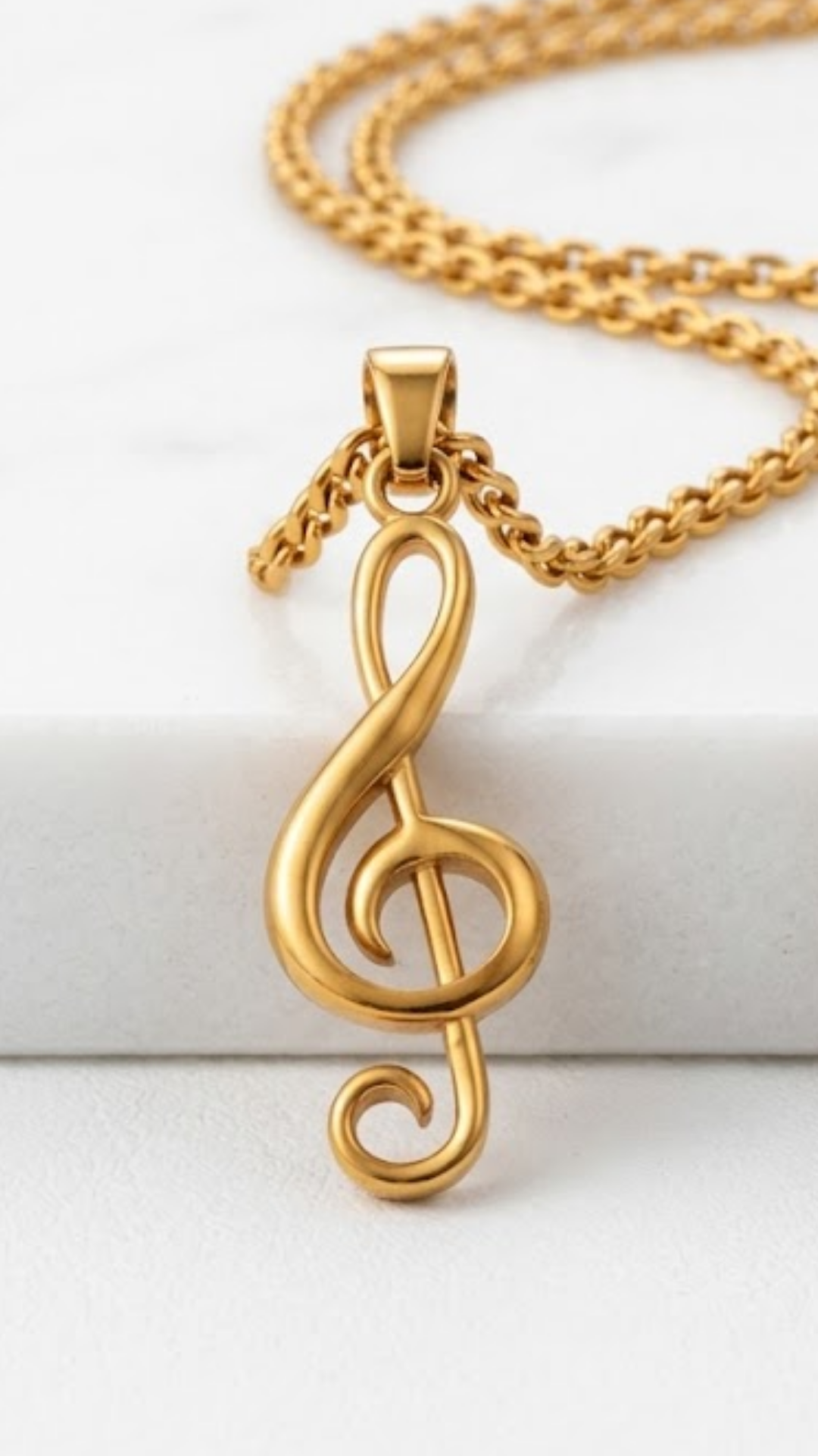 Collar de clave de sol en oro de 18k | Colgante musical hecho a mano, regalo de joyería único para amantes de la música
