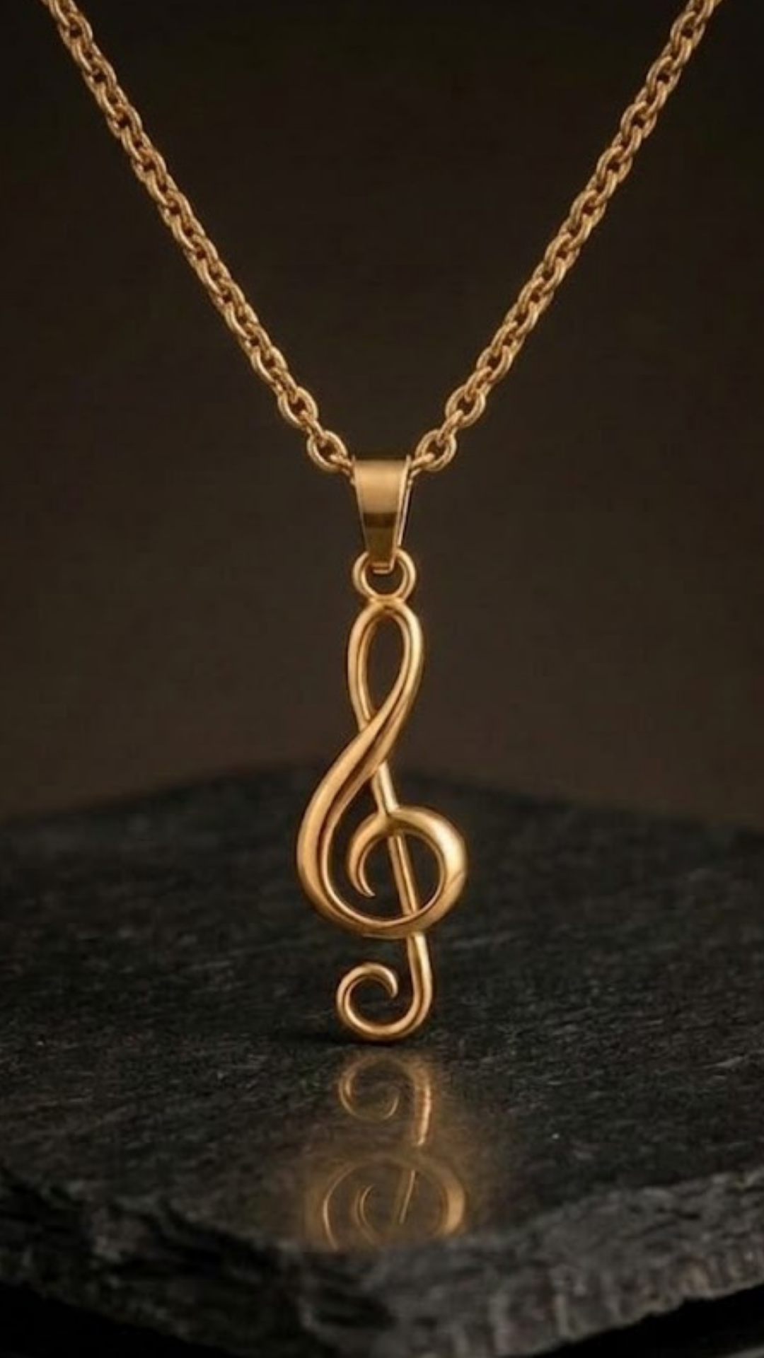 Collar de clave de sol en oro de 18k | Colgante musical hecho a mano, regalo de joyería único para amantes de la música