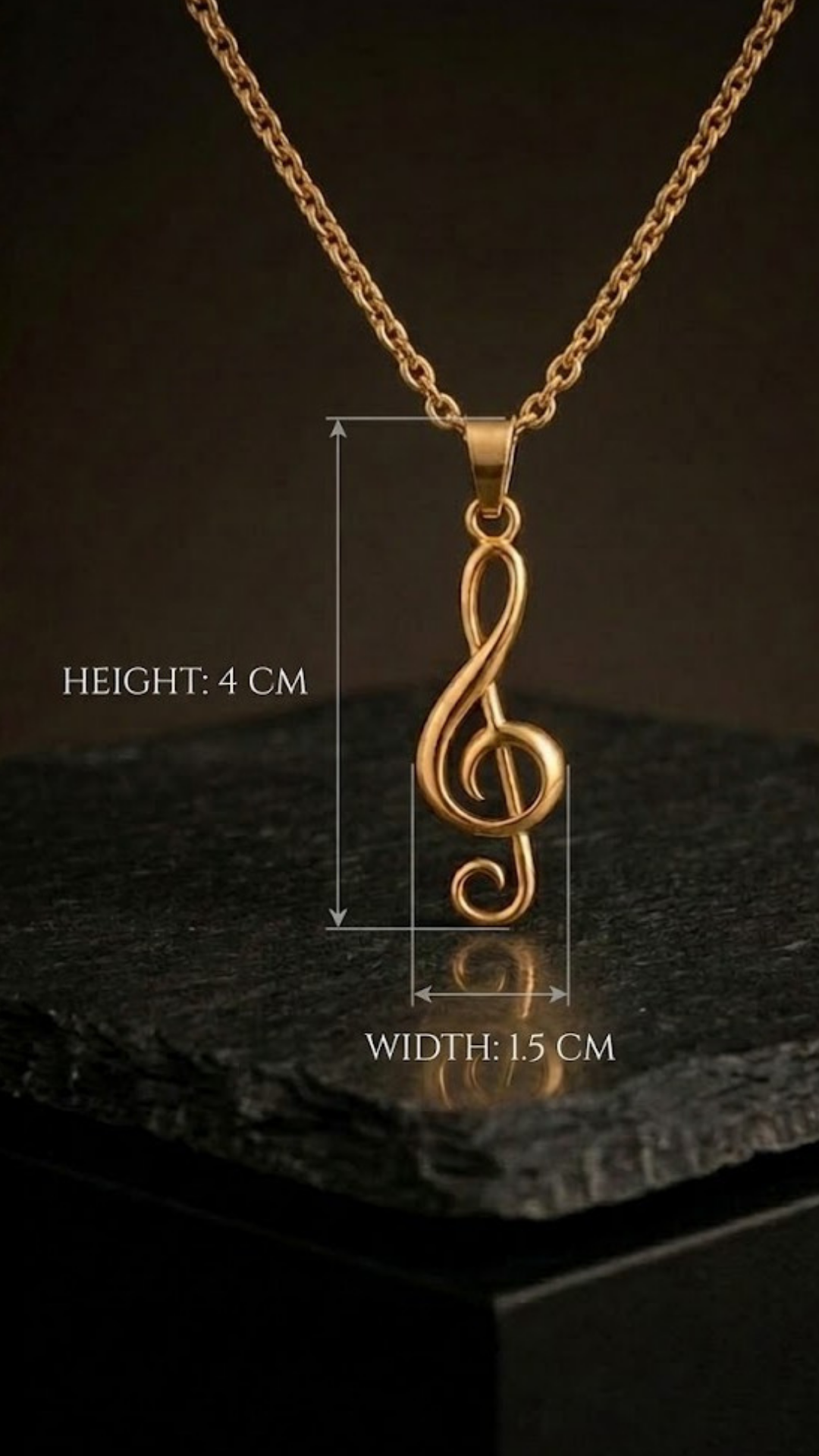 Collar de clave de sol en oro de 18k | Colgante musical hecho a mano, regalo de joyería único para amantes de la música