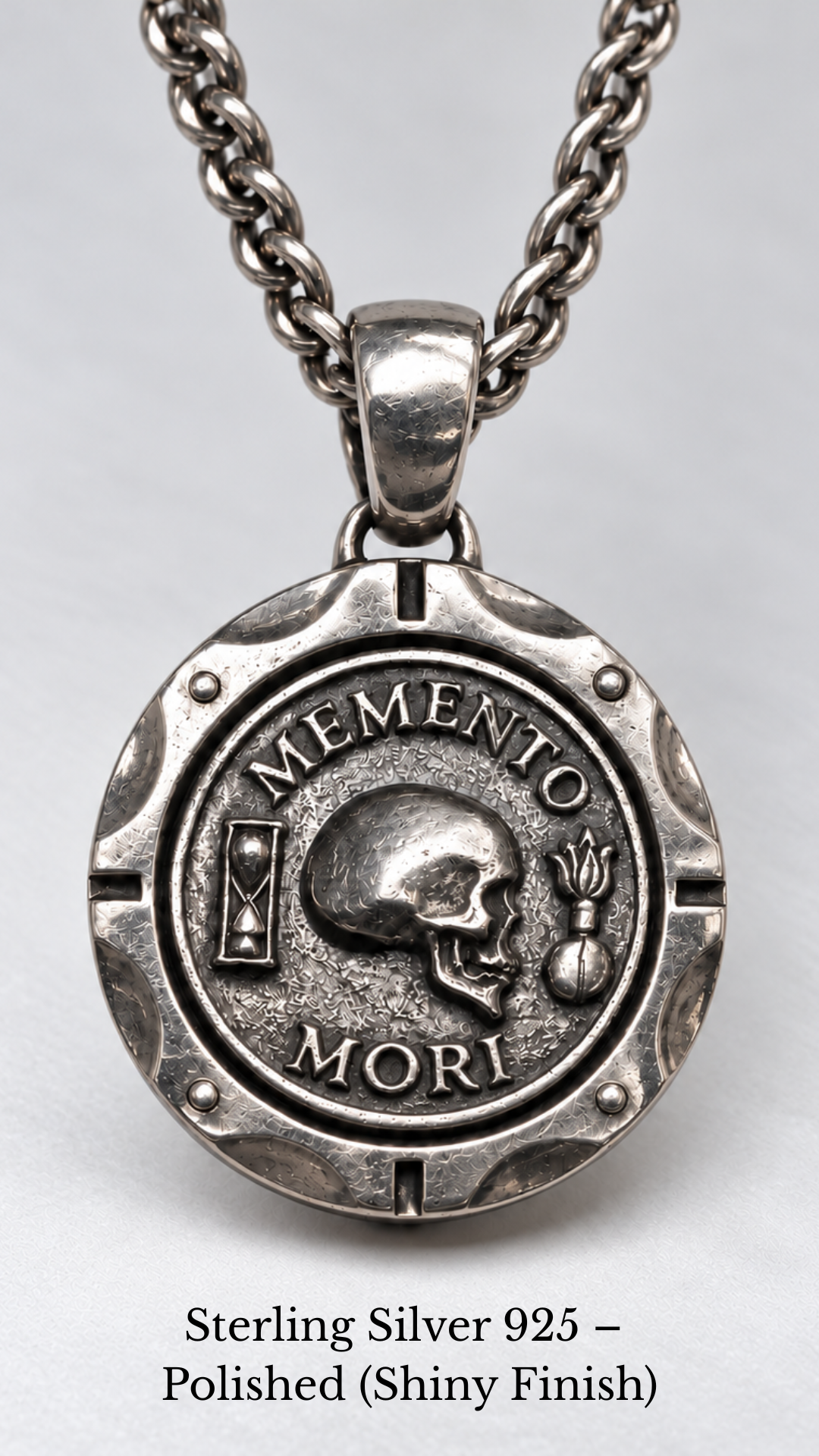 Memento Mori Necklace - Dual Metal Pendant | Symbol of Life, Death & Awareness | Handmade in 925 Sterling Silver & Bronze