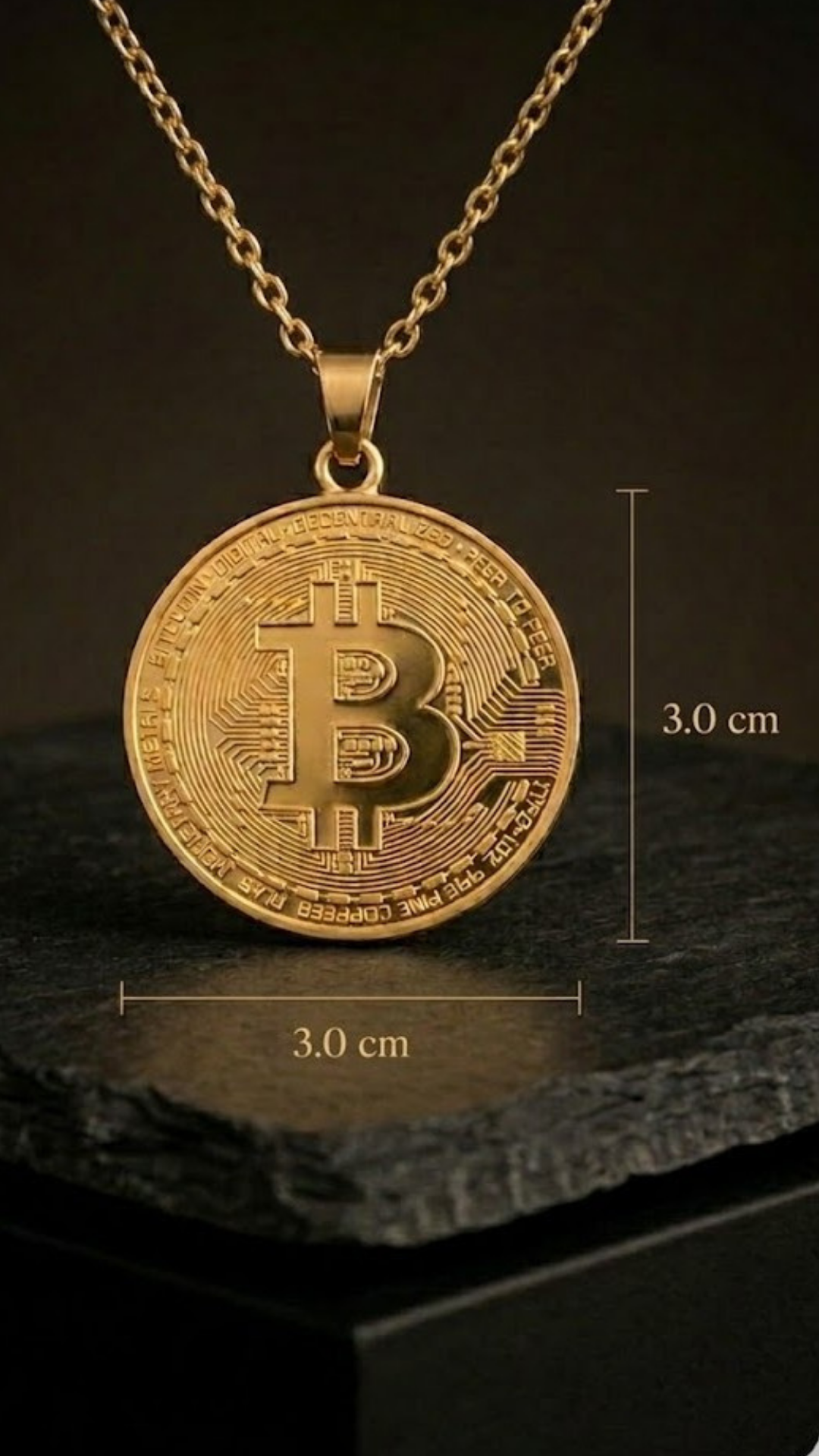 Bitcoin Necklace |  Handmade in 18K Gold | Crypto Jewelry for Blockchain Lovers