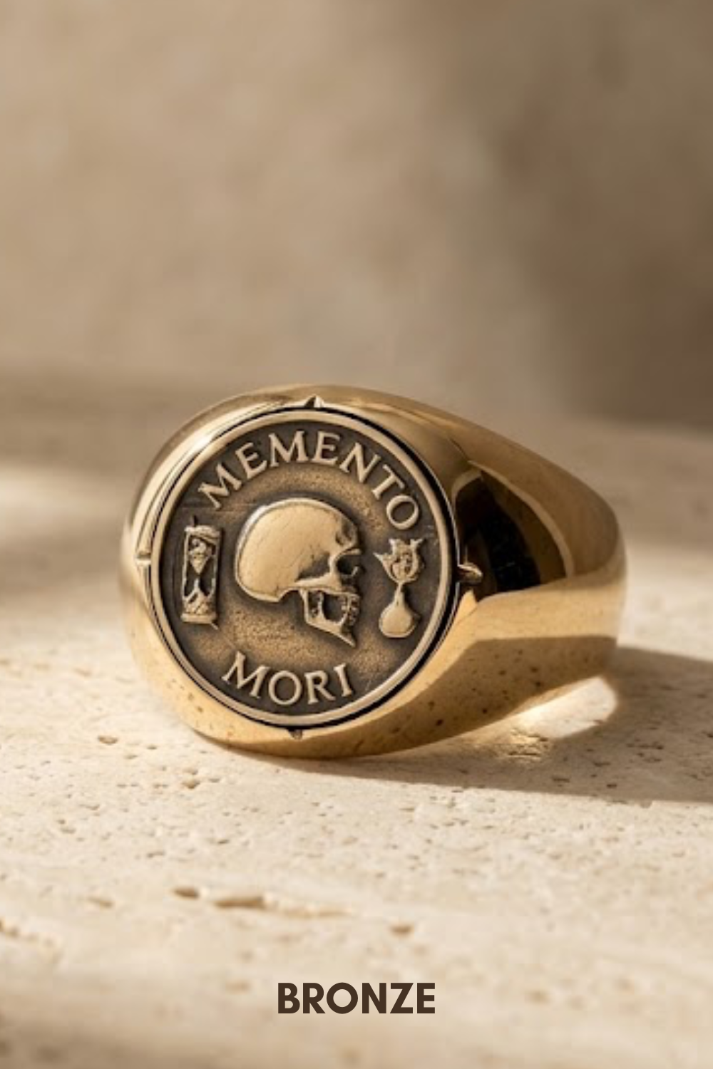 Memento Mori Set | Dual Metal Pendant & Ring | Handmade in 925 Sterling Silver & Bronze
