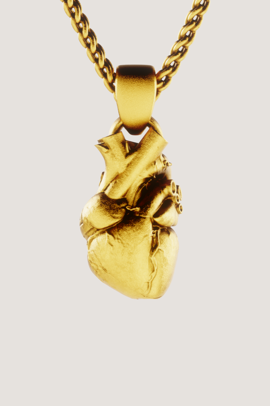 Collar de corazón anatómico, collar personalizable, bronce, plata esterlina, collar de oro de 24 km, collar delicado