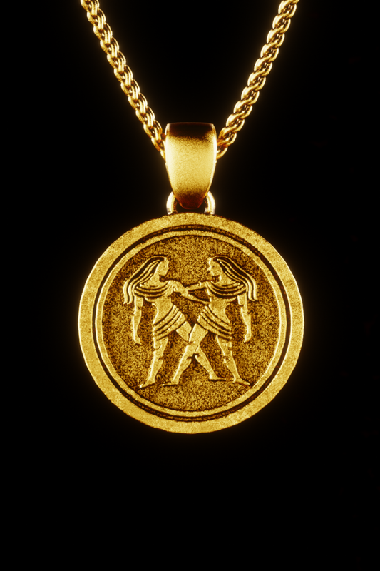 Collar de signo de zodiaco Géminis, collar personalizado, collar de bronce, collar de plata esterlina, collar chapado en oro de 24 km, encanto horóscopo