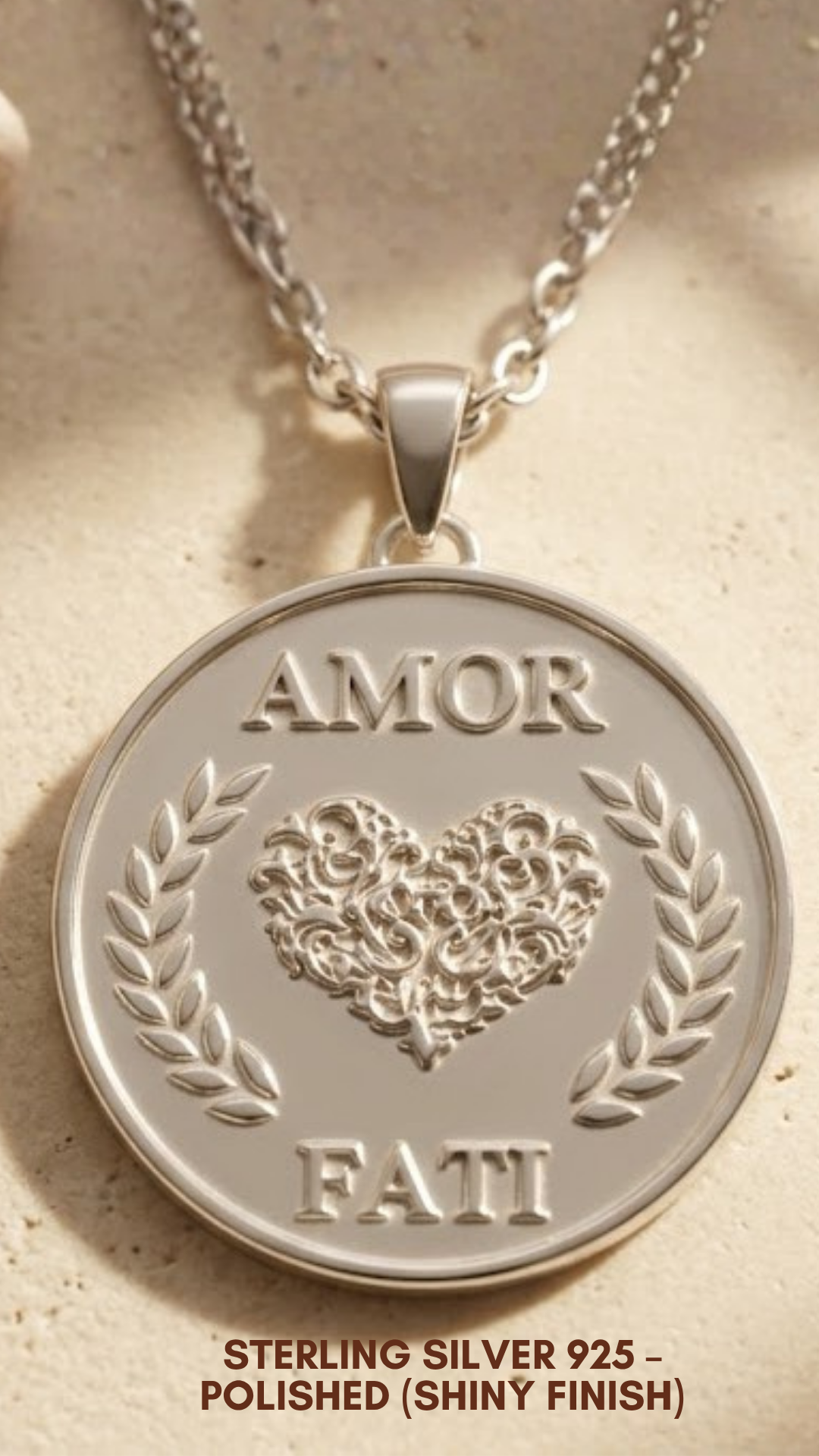 Amor Fati Necklace Large (4 cm) | Handmade Pendant of Acceptance & Destiny | Handmade in 925 Sterling Silver, 24K Gold Plated, Bronze, Copper