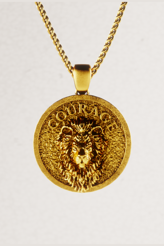 Collar de león, collar personalizable, bronce, plata esterlina, collar de oro de 24 km, collar Leo, collar de coraje