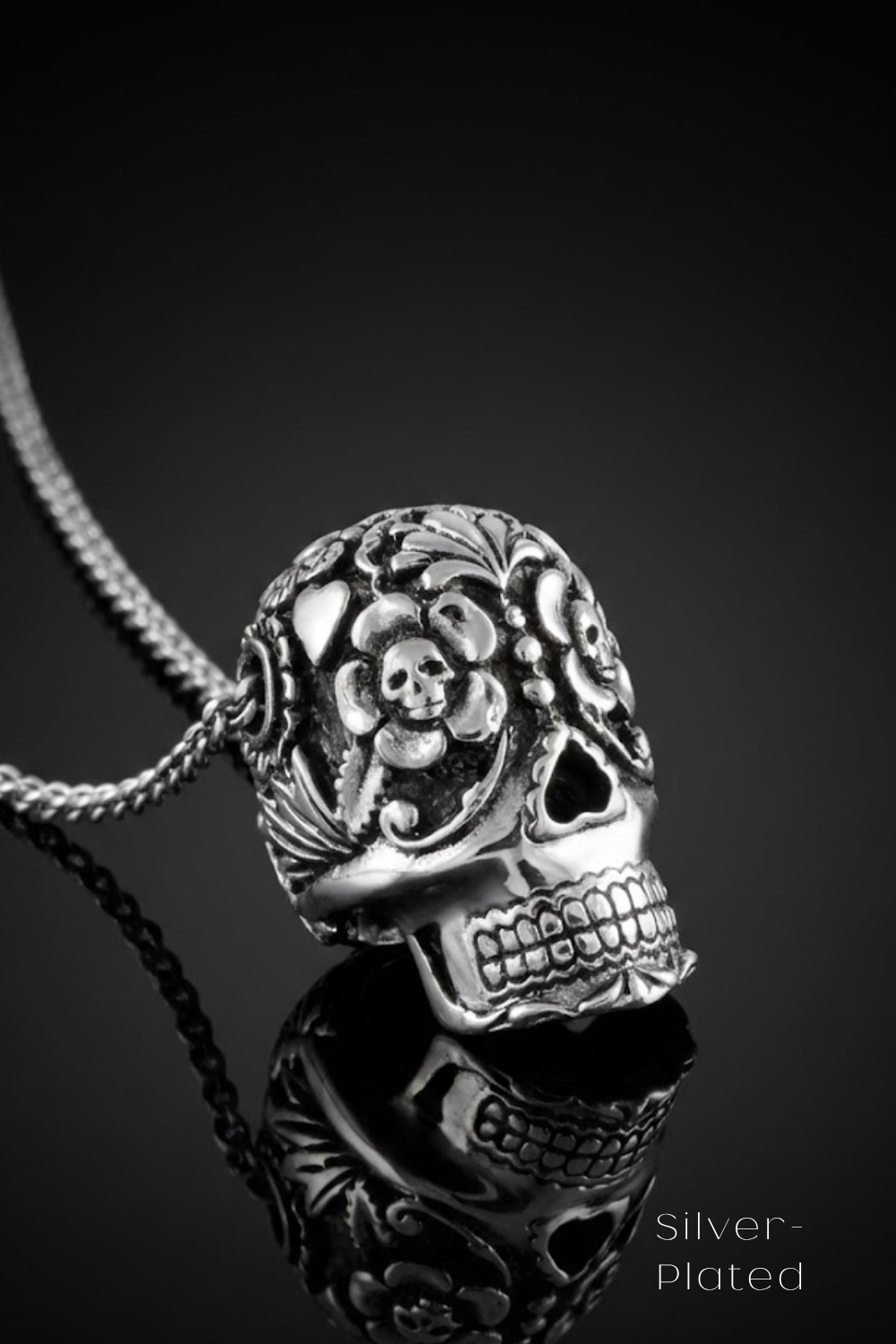 Large Day of the Dead Skull Necklace – Symbolic Bronze & Silver-Plated Finish | Limited Edition
