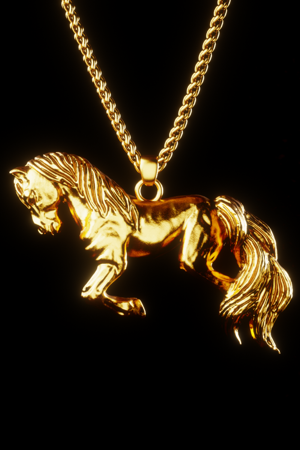 Galloping Horse Necklace in 18K Gold – Handmade Equestrian Pendant of Strength & Freedom