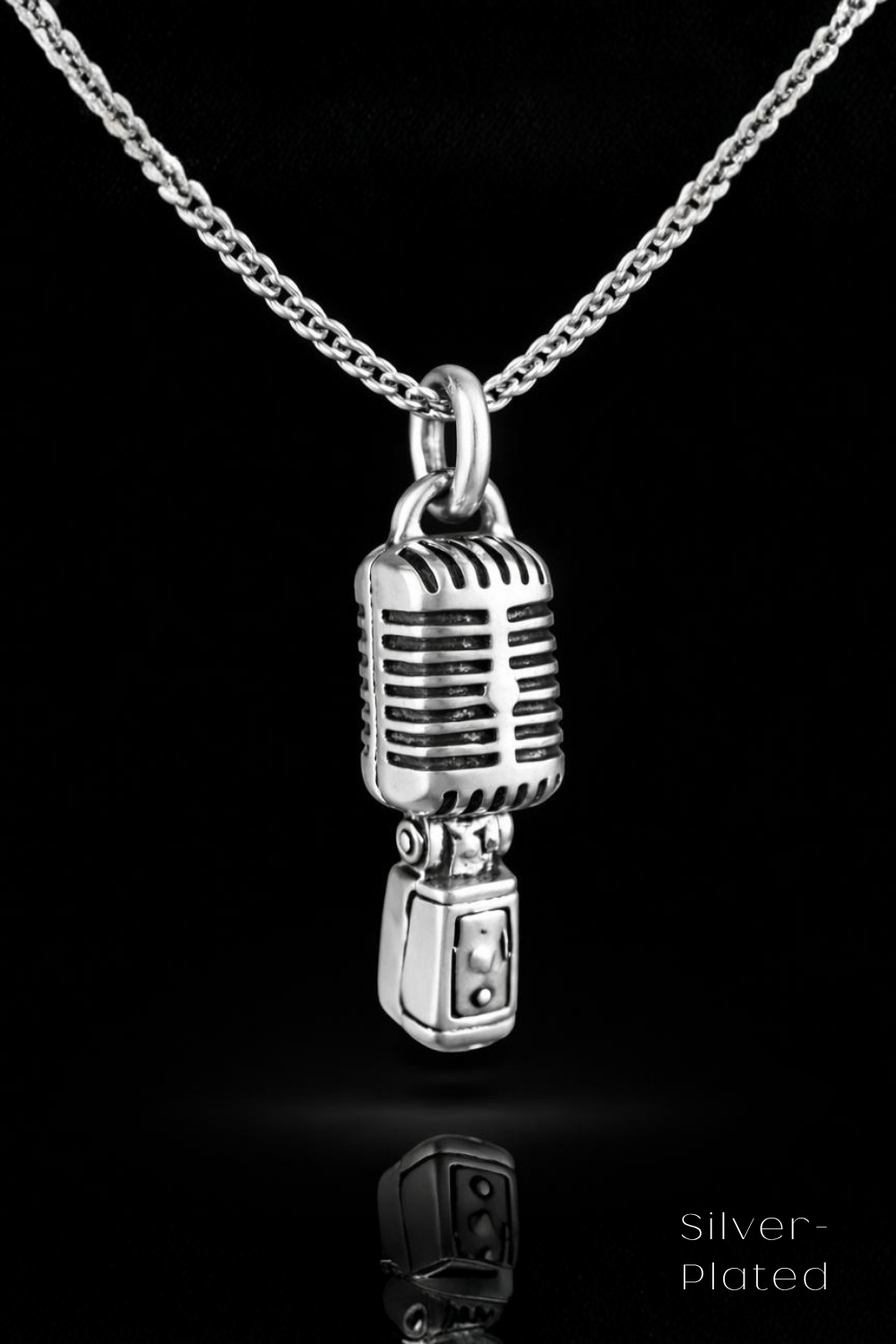 Vintage Microphone Necklace – Bronze & Silver-Plated Finish | Limited Edition