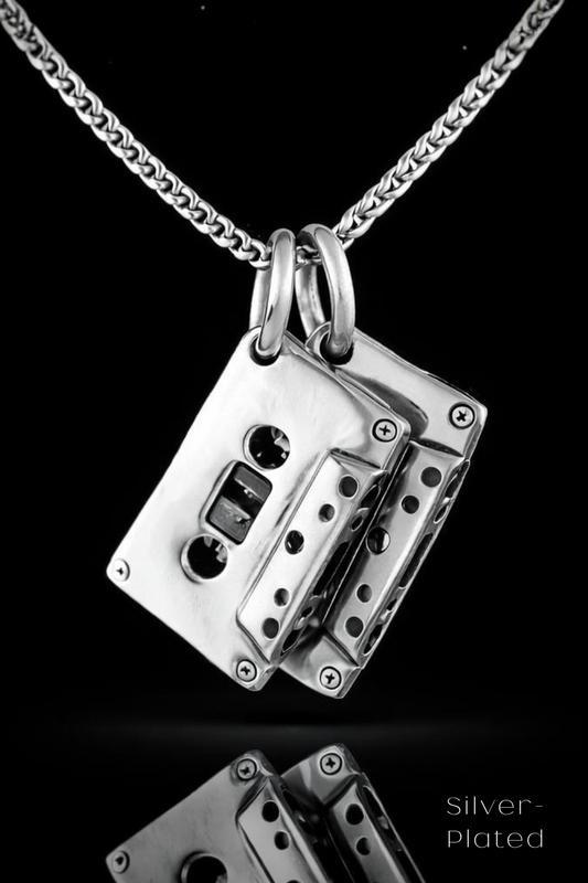 Cassette Tape Necklace – Bronze & Silver-Plated Finish | Limited Edition