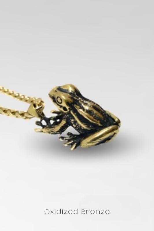 Collar de rana en bronce, cobre, plata de ley 925, baño de oro de 24k, para hombre y mujer
