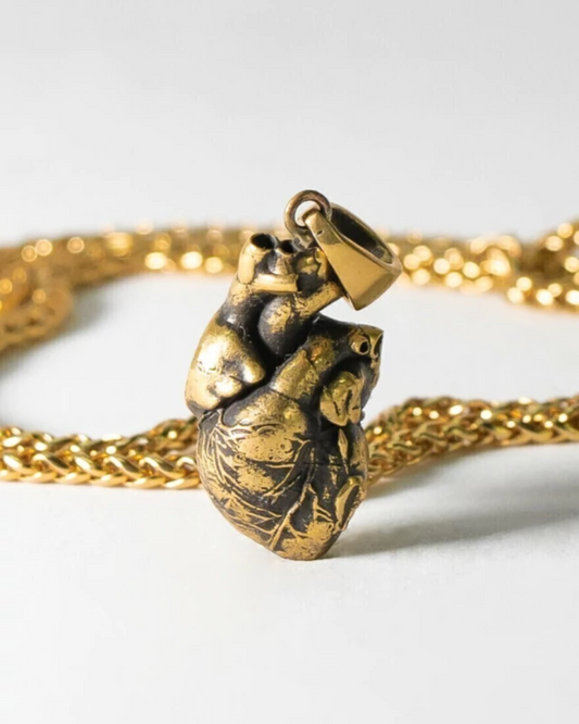 Collar de corazón anatómico, collar personalizable, bronce, plata esterlina, collar de oro de 24 km, collar delicado