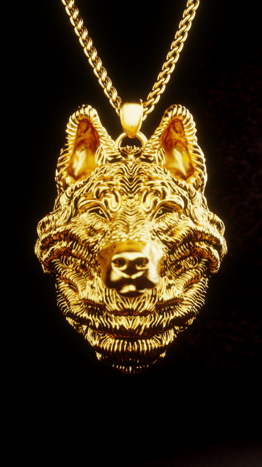 Wolf Necklace in 18K Gold – Symbol of Strength & Freedom