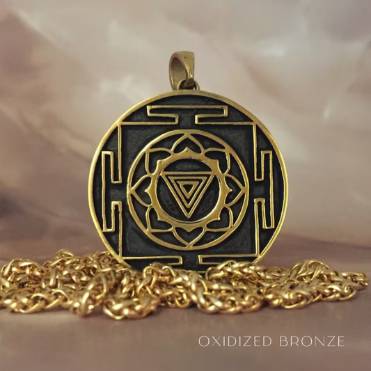 Collar Yantra Kali, collar personalizable, plata esterlina, bronce, enchapado de oro de 24 km, collar de yoga, tamaño grande