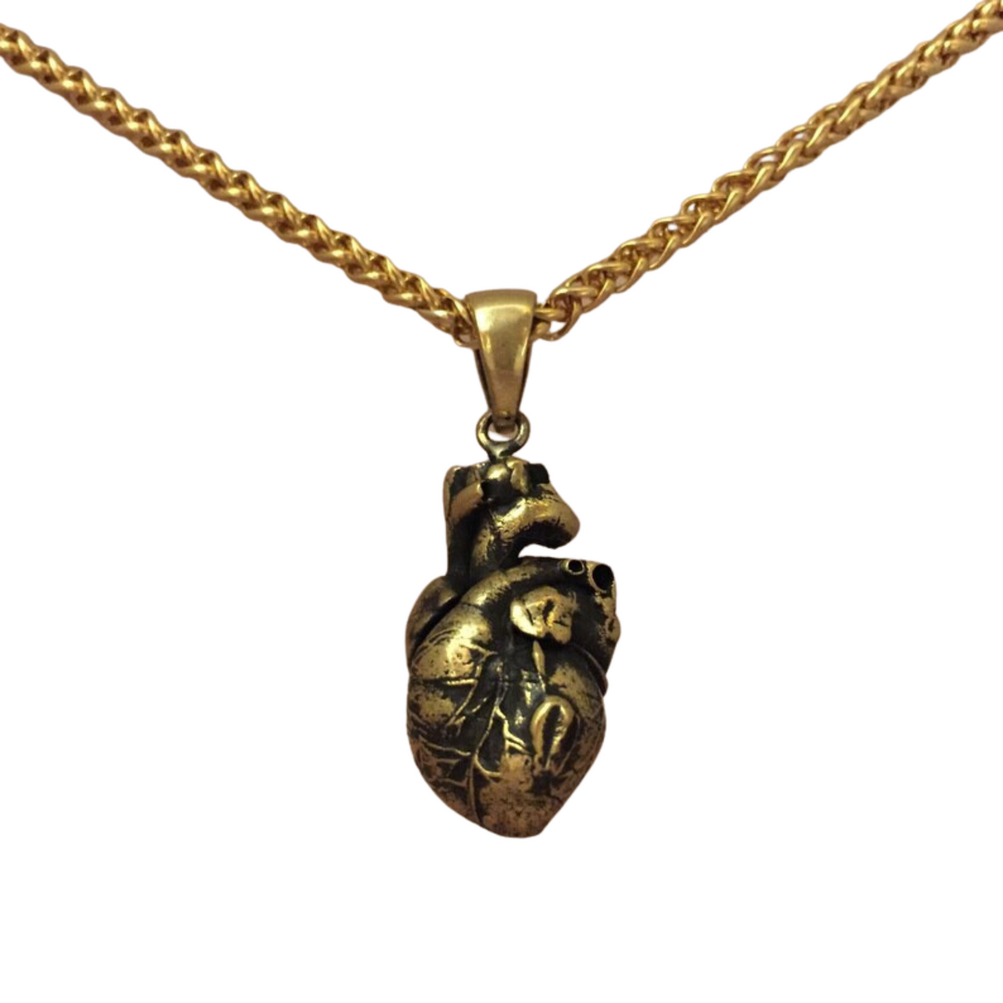 Collar de corazón anatómico, collar personalizable, bronce, plata esterlina, collar de oro de 24 km, collar delicado