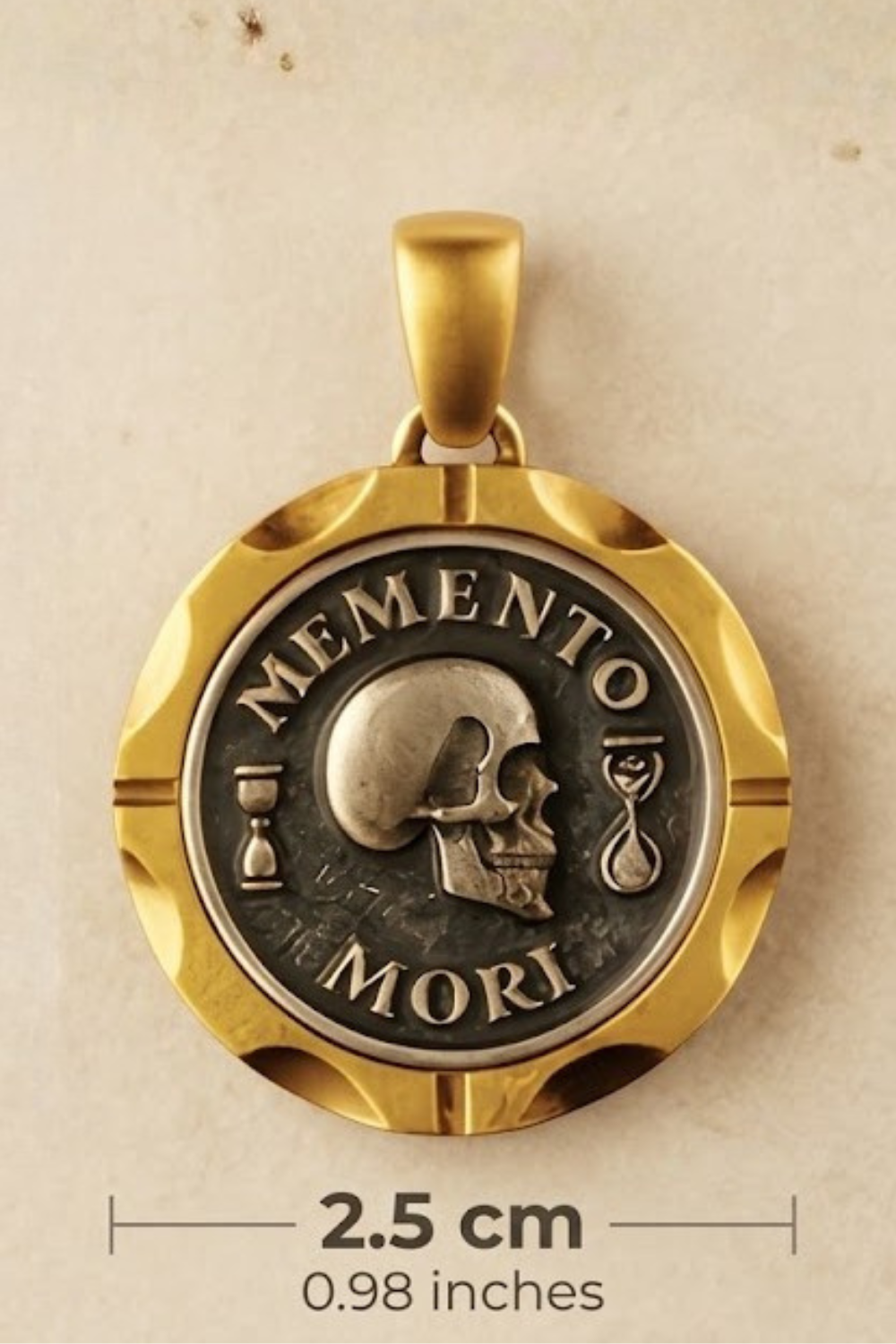 Memento Mori Set | Dual Metal Pendant & Ring | Handmade in 925 Sterling Silver & Bronze